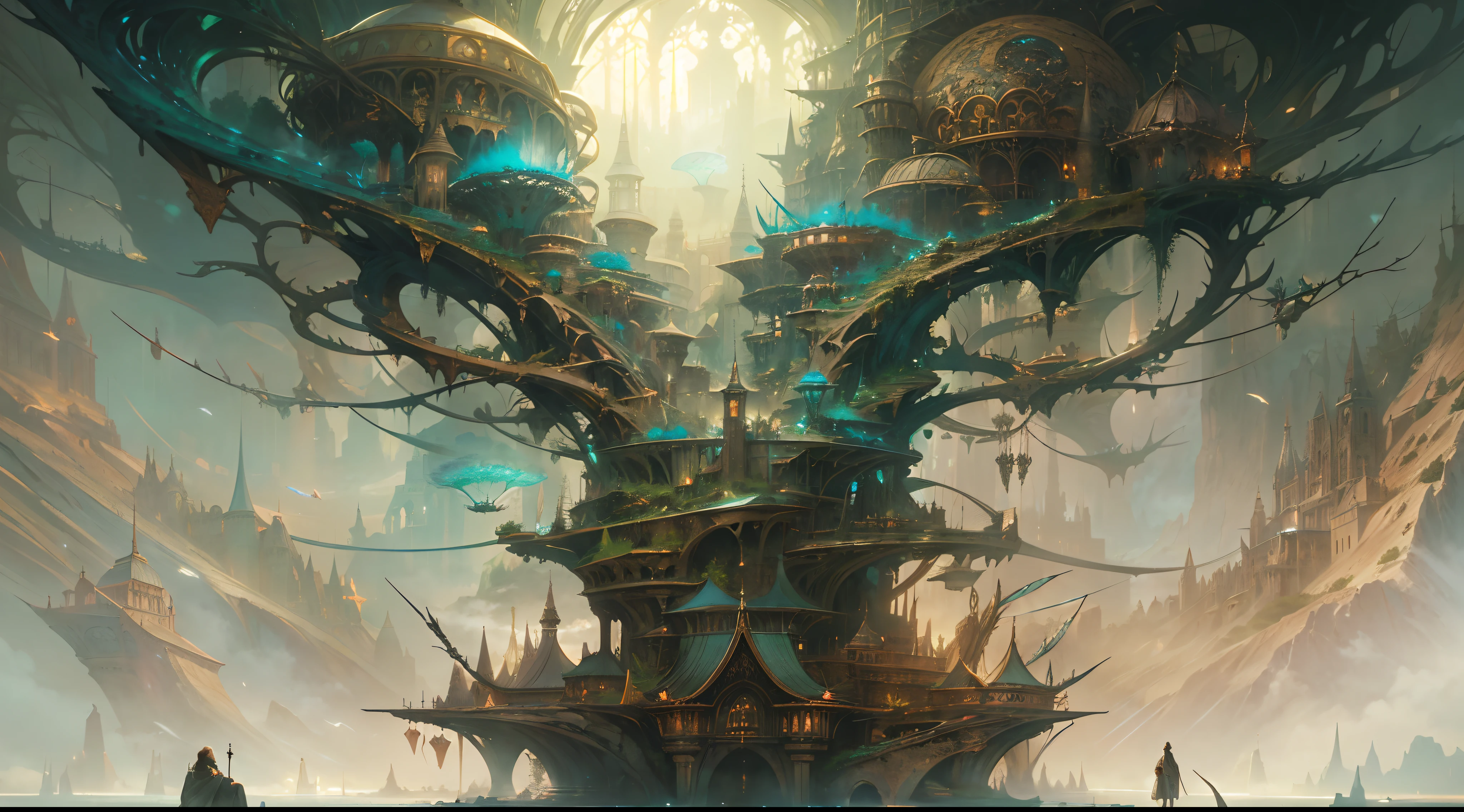 futuristic underwater city with lots of fish Dolphins, lots of gold beautiful colors, detail Best quality, realistic, award-winning illustration in color, (fine detail) (Masterpiece)