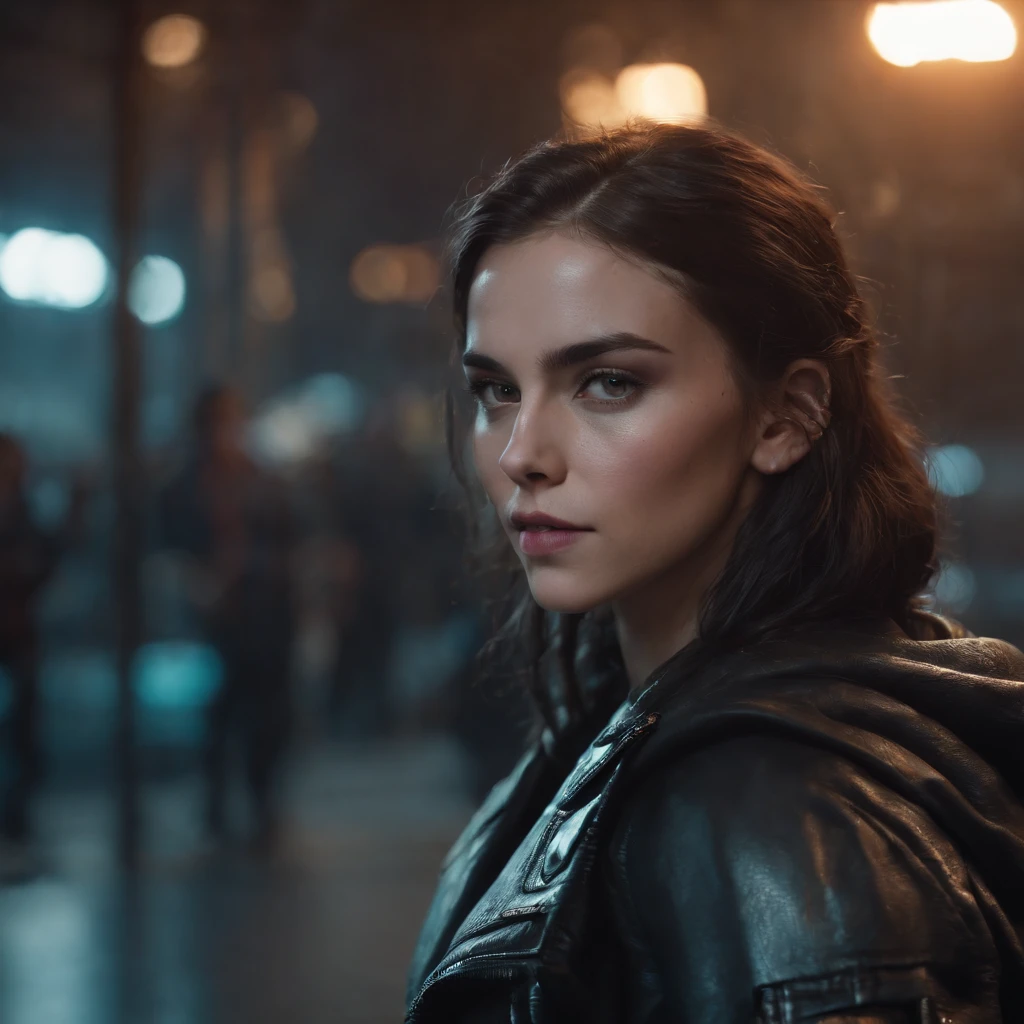 Mudar fundo cyberpunk  bonita, Rosto realista, 8k, ultra realistic,