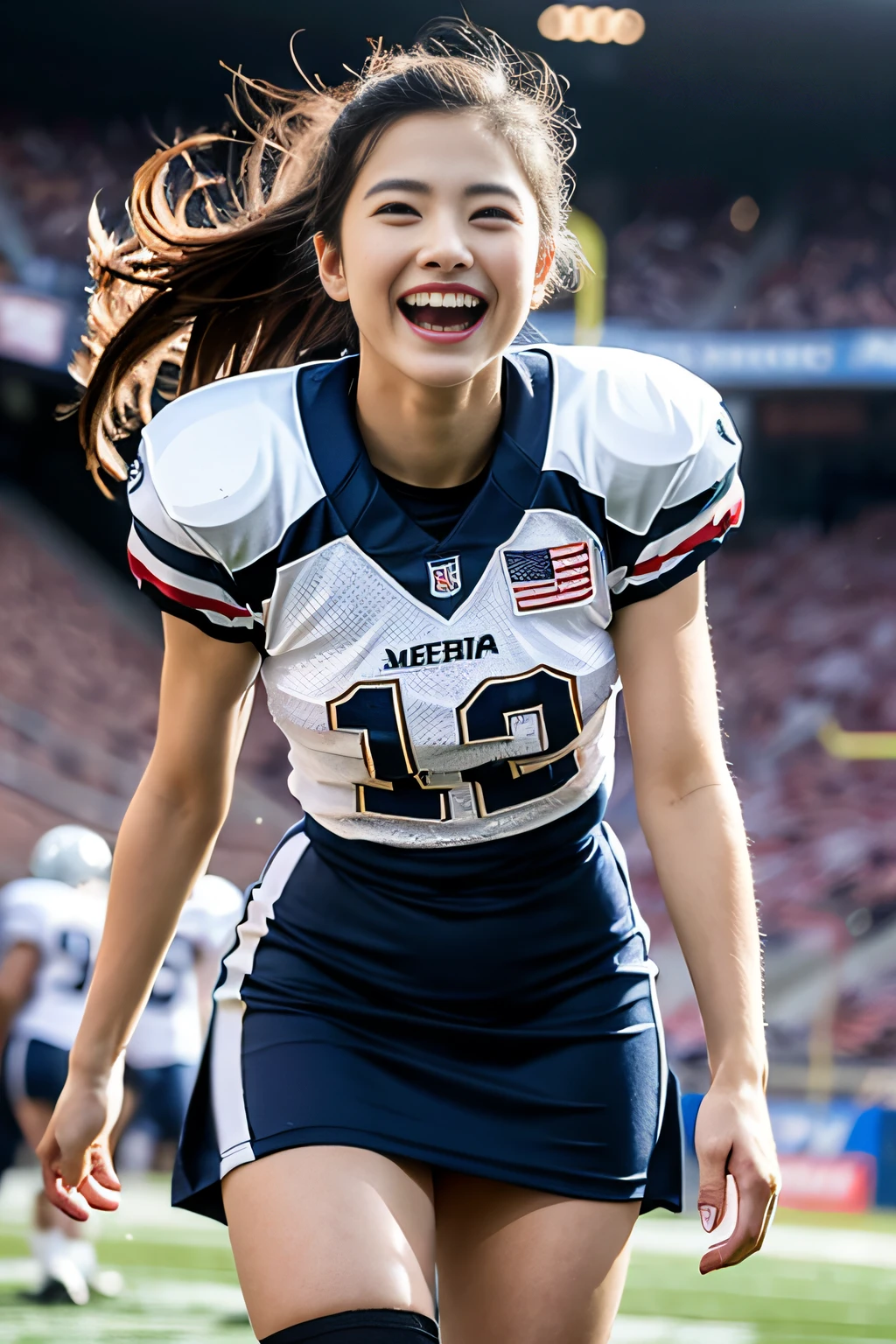 Highest quality, High resolution:1.2, Very detailed, Realistic:1.3, ((Beautiful woman))、((Super tight uniform))、((Big Breasts))、(((Lift up your shirt)))、(The chest is visible)、(((Soccer uniforms)))、Vibrant colors, play soccer,(Blunt bangs)、((Various Hair Styles))、Different hair colors、With bangs、Wet Hair, concentrate, splash, Action Shots, Grass blotches, Muddy ground, Wet turf, decide, Fast-paced games, Athletic physique, Shiny soccer ball, Wet Uniform, raindrop, Blurred motion, ボールにconcentrateする, Intense competition, Skillful dribbling, Energetic play, Teamwork, powerful shoots, Wet pitch, Passionate sports, Fierce decide, Humid atmosphere, Fluid movement, emotional expression、Dramatic lighting, Women's Sports, Avid athletes, Exciting Games, Endure, Excited state, Speed and agility, Energetic play, 濡れたsplash、smile、((Red Uniform))