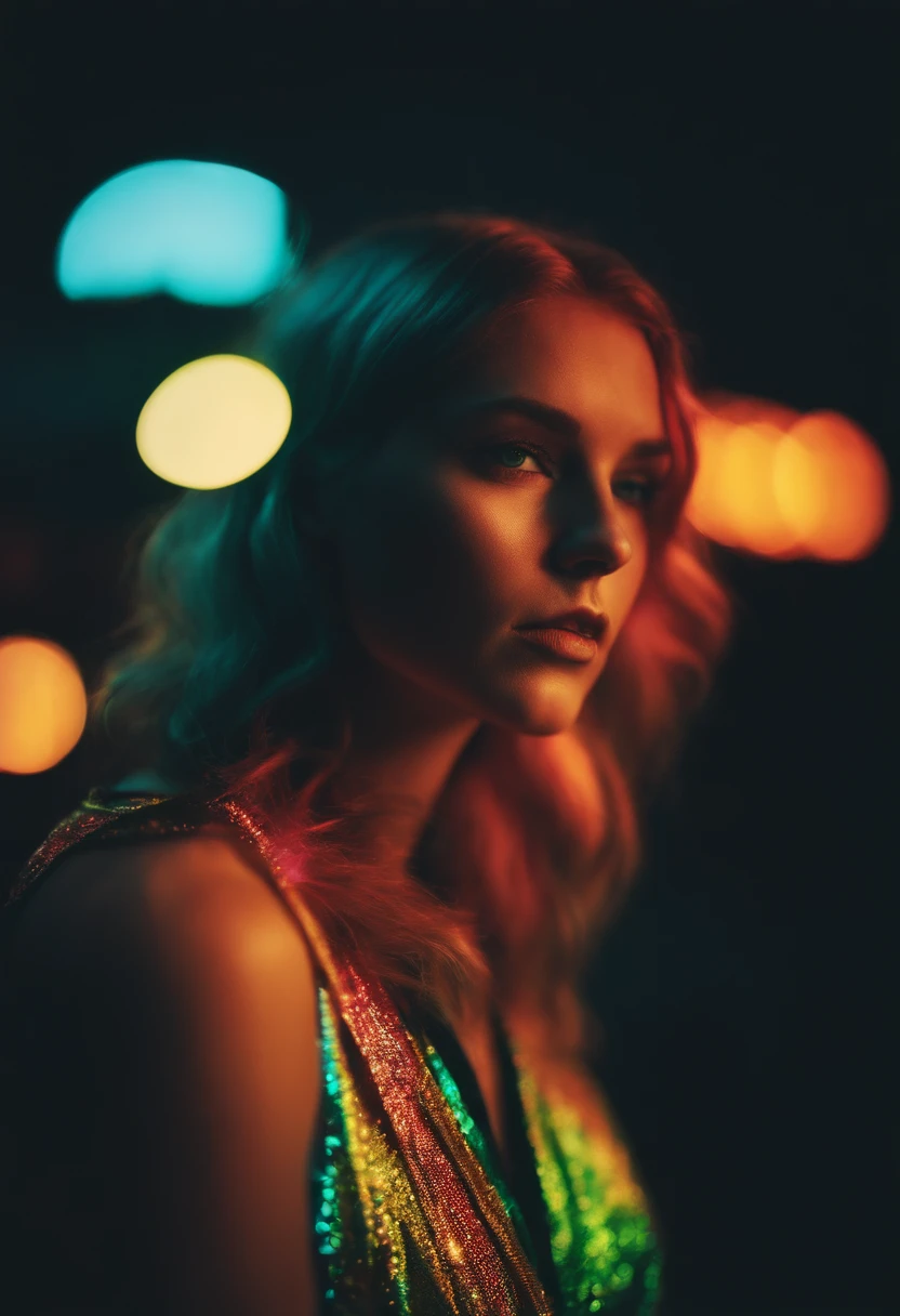 ethereal portraiture with cross-processing, solarization effect, neon hallucinations, surreal dreampunk rainbowcore