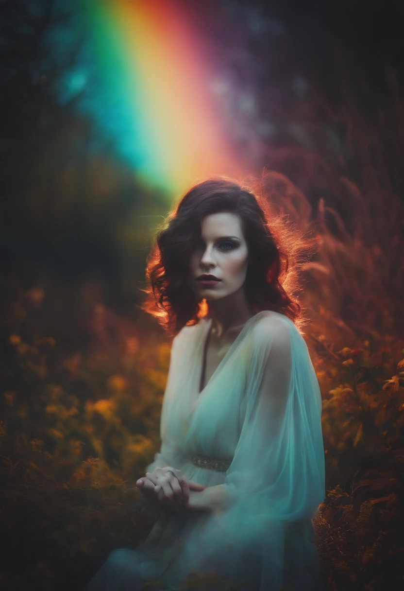 ethereal portraiture with cross-processing, solarization effect, neon hallucinations, surreal dreampunk rainbowcore