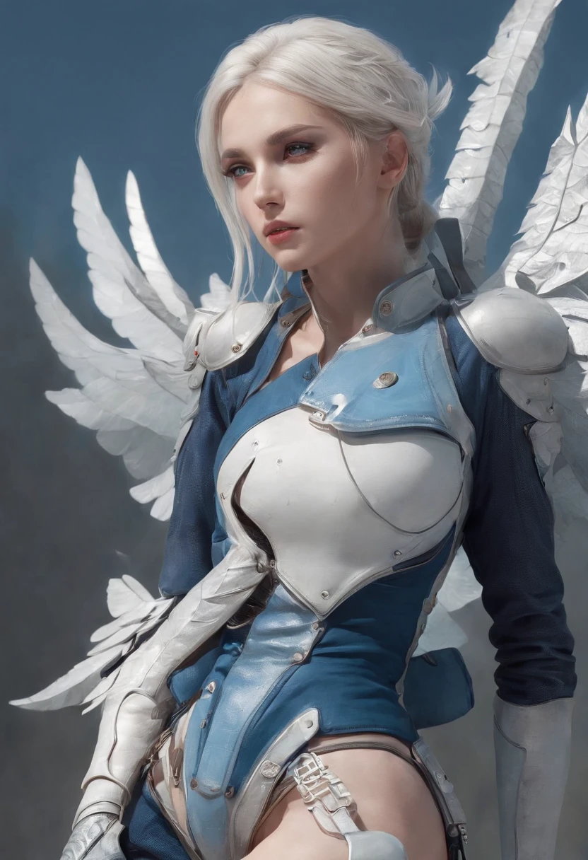 Cirilla Fiona Elen Riannon，Highest image quality，Outstanding details，超高分辨率，（Fidelity：1.4）, Favor the details，closeup cleavage，Ride a dragon，High-tech dragon knight mech，He has a delicate and beautiful face，（（Blue-white flying semi-mechanical fuselage：1.8）），Raised sexy，frontage，Cidade futuristica，mechanically aesthetic，Virtual Engine 5，Perfect detail rendering，rendering by octane，hyper HD