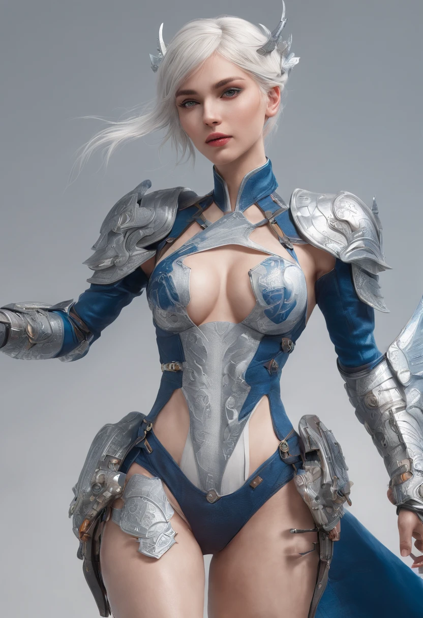Cirilla Fiona Elen Riannon，Highest image quality，Outstanding details，超高分辨率，（Fidelity：1.4）, Favor the details，closeup cleavage，Ride a dragon，High-tech dragon knight mech，He has a delicate and beautiful face，（（Blue-white flying semi-mechanical fuselage：1.8）），Raised sexy，frontage，Cidade futuristica，mechanically aesthetic，Virtual Engine 5，Perfect detail rendering，rendering by octane，hyper HD