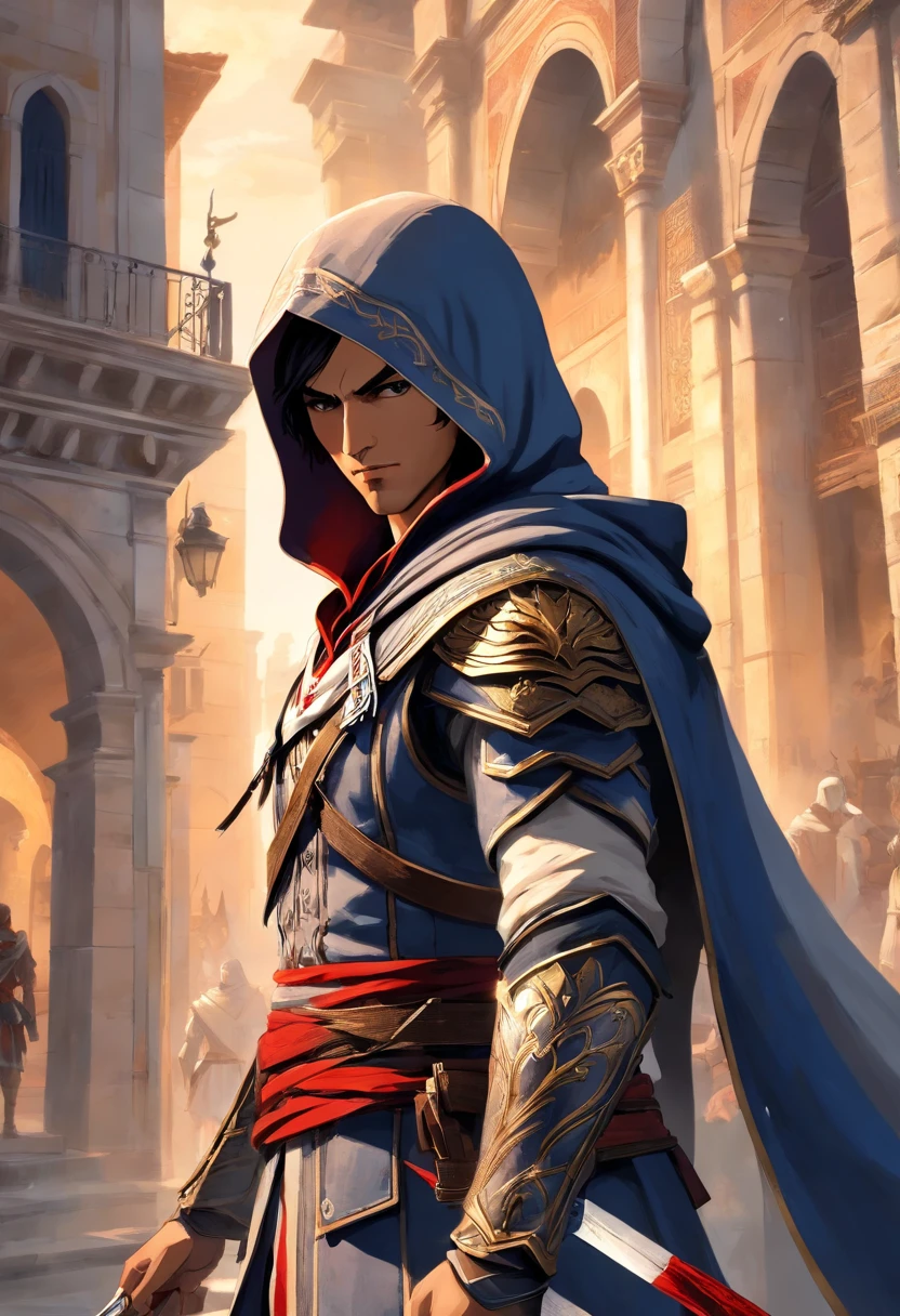 Um retrato requintado de Ezio Auditore, The iconic character from the game series "Credo do Assassino". Capturando sua personalidade feroz e determinada, Esta obra-prima (best quality, 4k, alta resolução) apresenta recursos ultradetalhados, dando vida ao assassino renascentista.
With an impressive blend of oil painting and photorealistic rendering, O meio utilizado nesta obra eleva seu impacto visual. Vibrant colors and sharp focus accentuate every intricate detail, from Ezio's piercing and mesmerizing hazelnut eyes to his defined facial features. os olhos, sendo lindamente detalhado, emit an aura of intelligence and intensity.
Vestido com as tradicionais vestes de assassino, Ezio's look showcases impeccable craftsmanship and attention to detail. The mix of dark tones and touches of gold embroidery adds elegance to the overall composition. The texture of the fabric is realistic, invoking a sense of tactile realism.
Against the backdrop of historic Italian architecture, the scene immerses us in Renaissance Florence, dando um vislumbre do mundo que Ezio habita. The soft glow of the studio lighting highlights its silhouette, creating a dramatic and mysterious atmosphere. Shadows dance intrinsically around you, adding depth and dimension to the composition.
This extraordinary work of art combines the essence of the Assassin's Creed universe and classical art techniques. Ele retrata Ezio de uma forma que incorpora seu charme, furtividade, and unwavering determination. The composition successfully captures the spirit of the game, inviting viewers to embark on an epic journey through Ezio's adventures in the Renaissance world.
Let this art transport you to the captivating realm of Assassin's Creed, where history and fantasy intertwine. Experience the thrill of Ezio Auditore's story, how this masterpiece ignites your imagination and leaves you in awe of the legacy of Assassin's Creed.