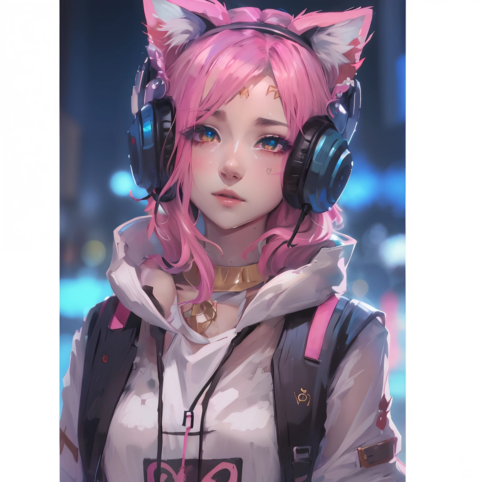 Garota anime kawai, detalhes lindo e brilhante nos olhos