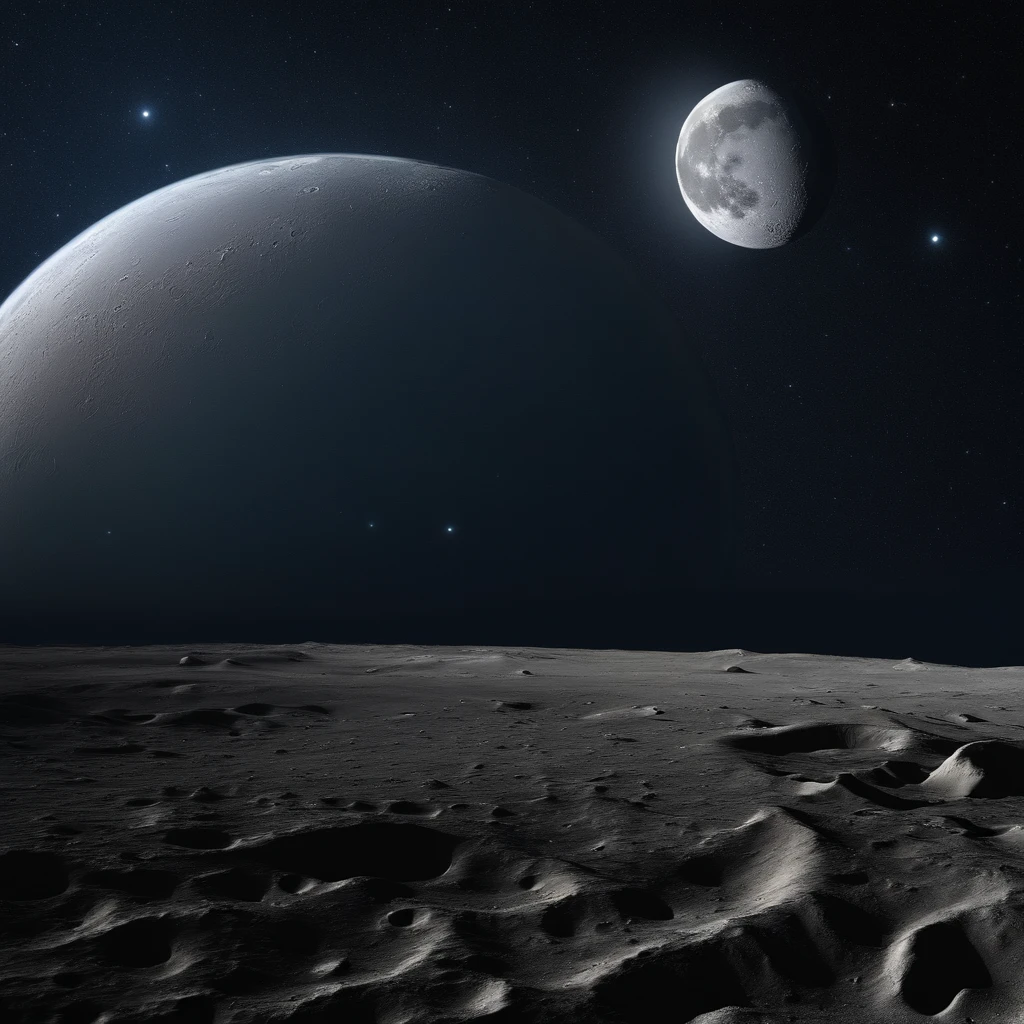 Master Parts、Superior Quality、superior image quality、The 8k quality、Beautiful pictures of the starry sky、magnifica、Arched Milky Way:1.25、Alafed view of Earth from the lunar surface, Lunar surface, space photo, On the moon, Lunar background, moon background, on the moon, Lunar soil, space photo, The Moon crashes into the Earth, The Moon hits Earth, moonscape, Moon orbiting other satellites, Focus on the Moon, On Moon, number々Craters of:1.9