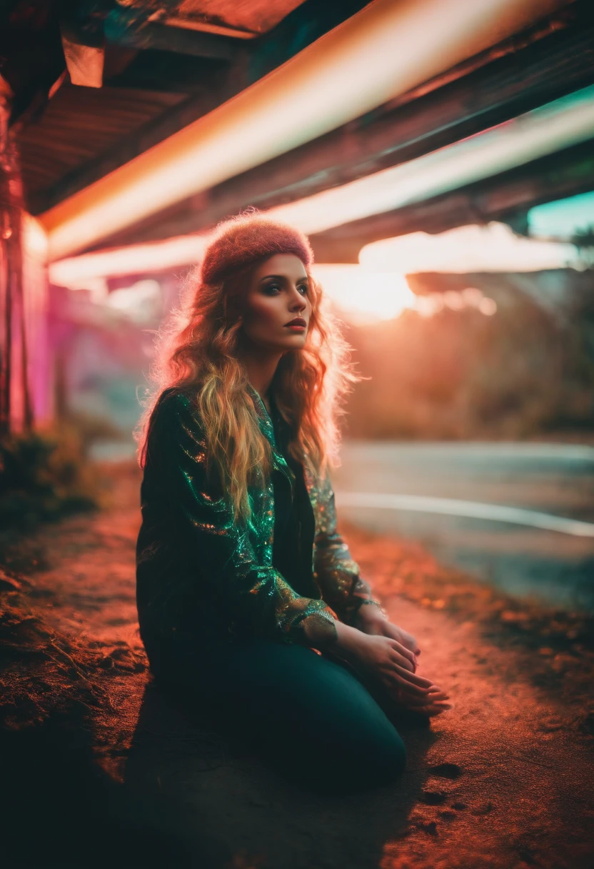 ethereal portraiture with cross-processing, solarization effect, neon hallucinations, surreal dreampunk rainbowcore