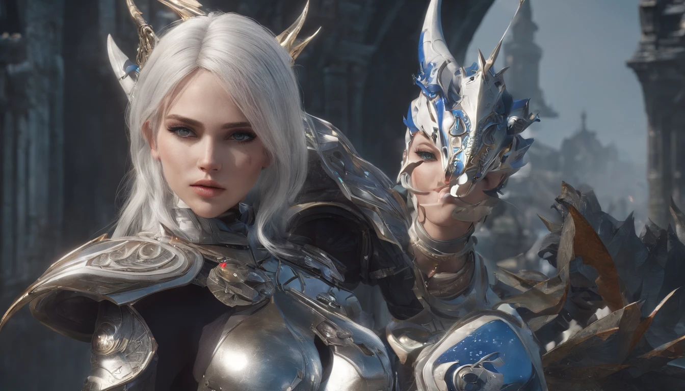 Cirilla Fiona Elen Riannon,Highest image quality,Outstanding details,超高分辨率,(Fidelity:1.4), Favor the details,closeup cleavage,Ride a dragon,High-tech dragon knight mech,He has a delicate and beautiful face,((Blue-white flying semi-mechanical fuselage:1.8)),Raised sexy,frontage,Cidade futuristica,mechanically aesthetic,Virtual Engine 5,Perfect detail rendering,rendering by octane,hyper HD