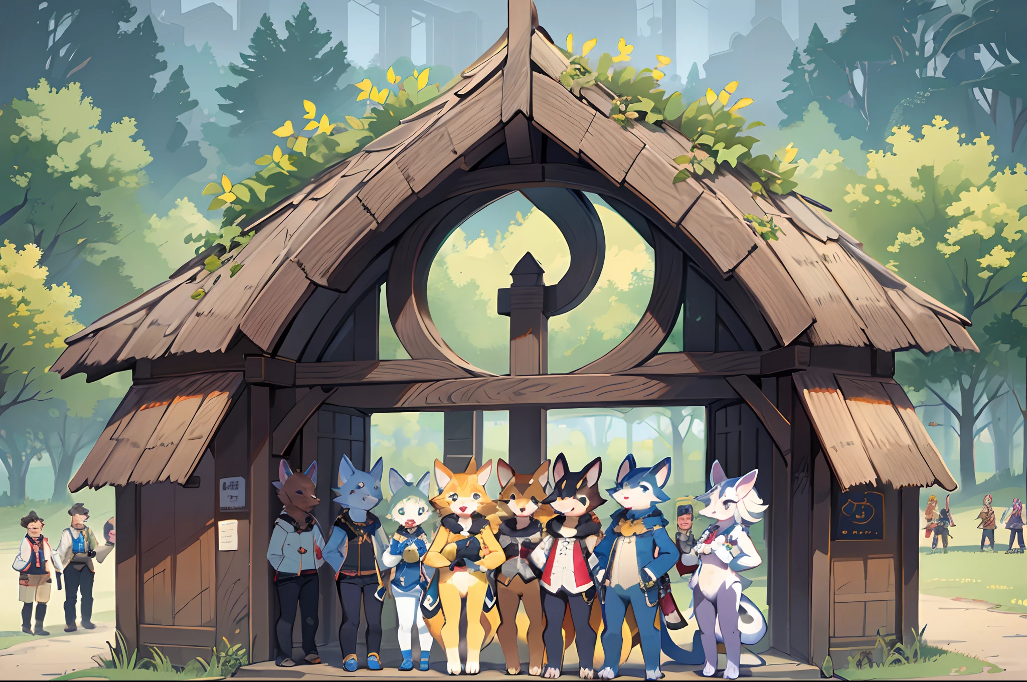 super high resolution, detailed background, World Heritage Site, 6+boys, 6+girls, Happy, joyful, absurdres(Photos of solo travelers)(kemono, furry anthro),