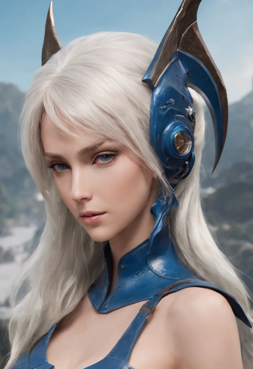 Cirilla Fiona Elen Riannon,Highest image quality,Outstanding details,超高分辨率,(Fidelity:1.4), Favor the details,closeup cleavage,Ride a dragon,High-tech dragon knight mech,He has a delicate and beautiful face,((Blue-white flying semi-mechanical fuselage:1.8)),Raised sexy,frontage,Cidade futuristica,mechanically aesthetic,Virtual Engine 5,Perfect detail rendering,rendering by octane,hyper HD