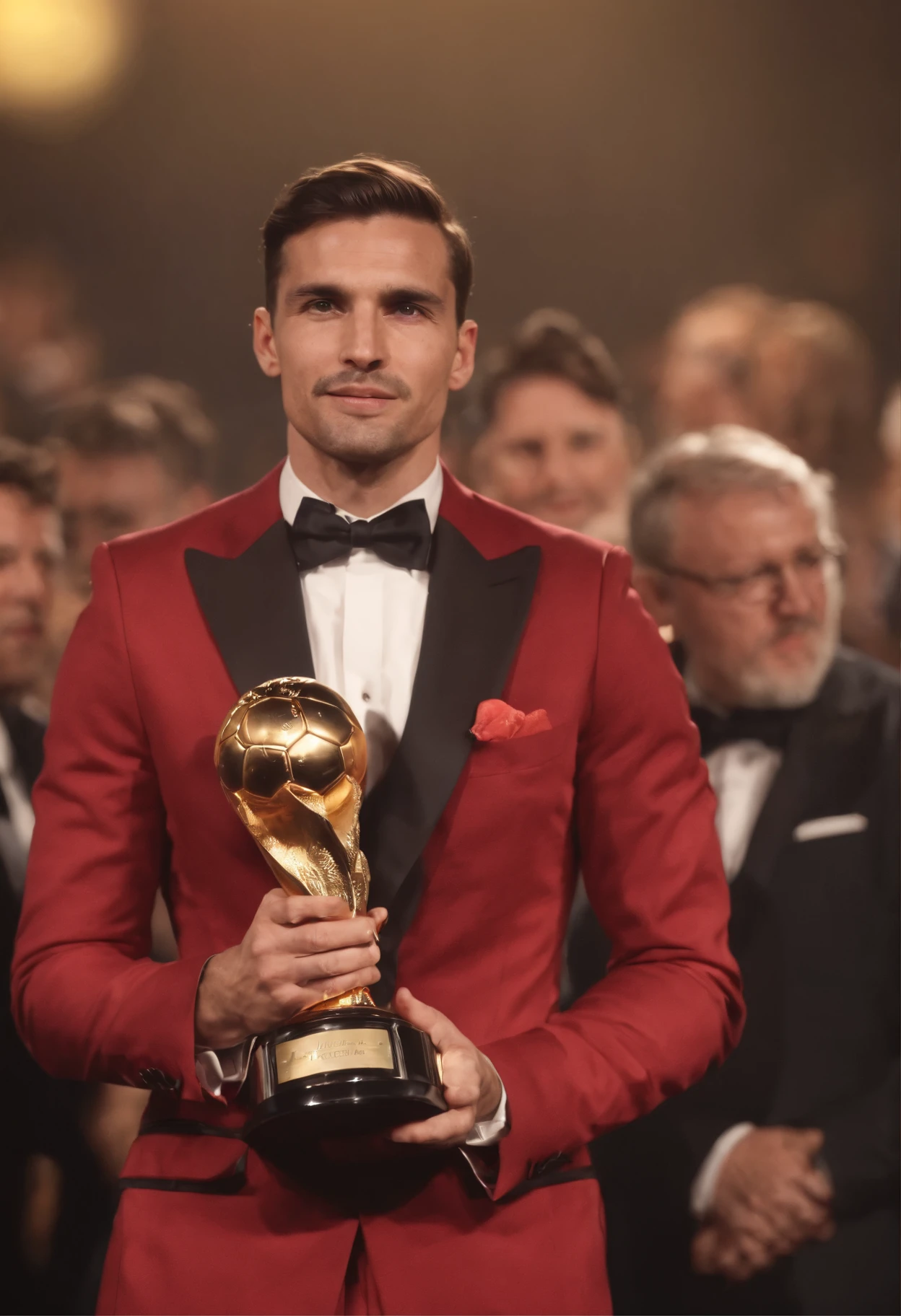 Homem Soccer Player, in red suit receiving the award of the Ballon d'Or