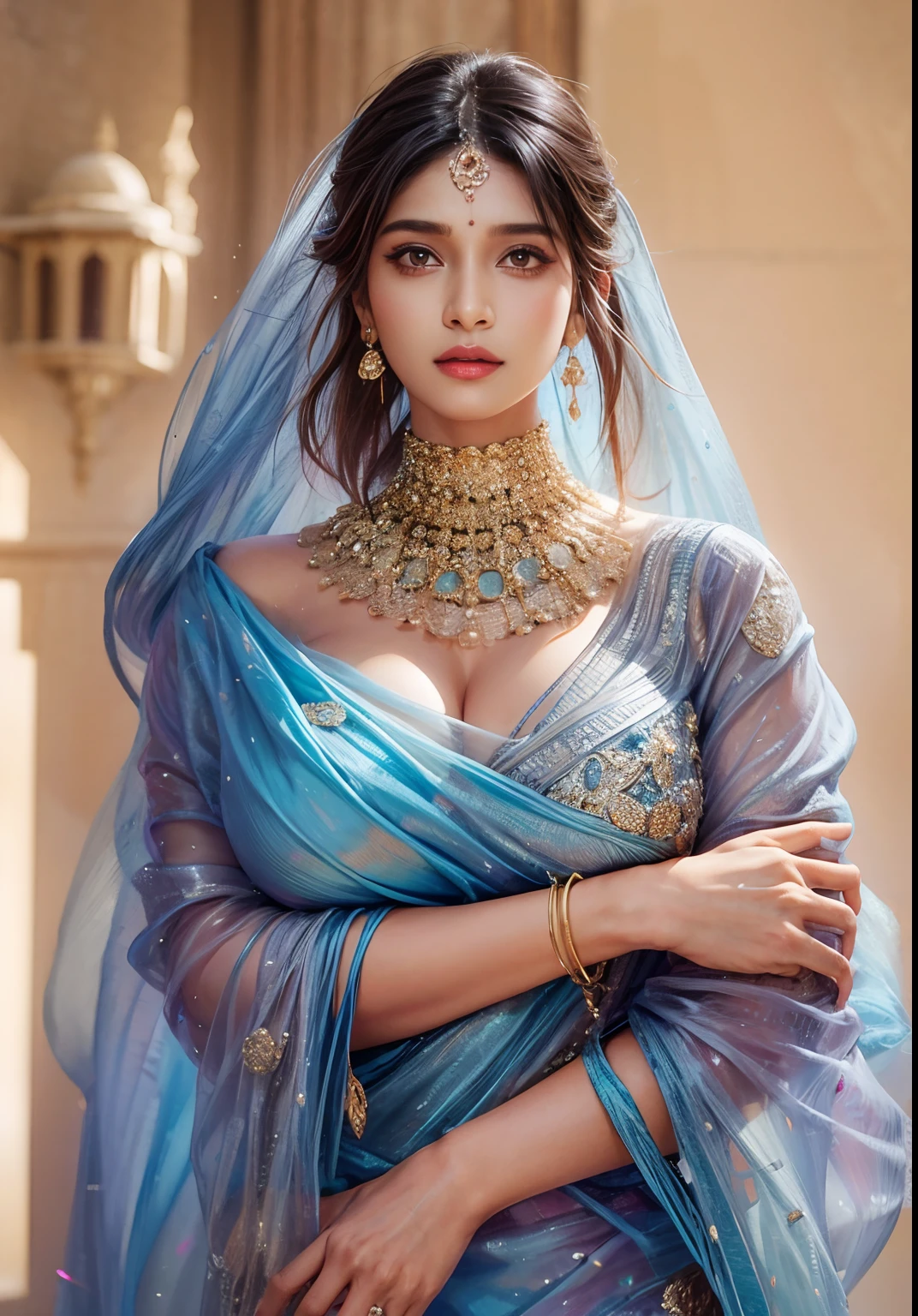 1girl,India girl,wearing saree, wearing earrings,big boobs,big ass,black hair,hyper realistic, ultra detail, high res,