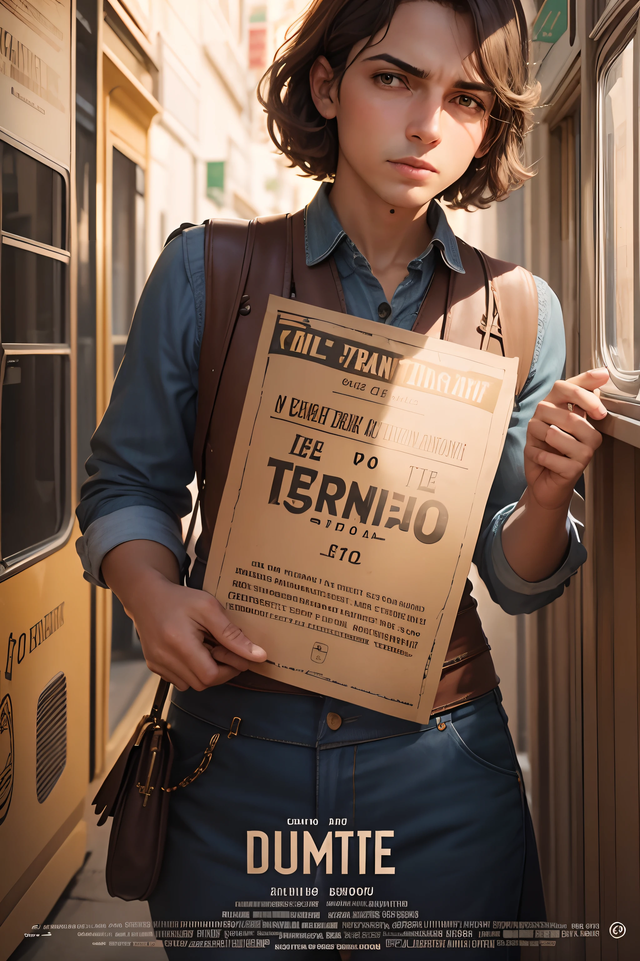 criar um cartaz, de uma viajante do tempo
