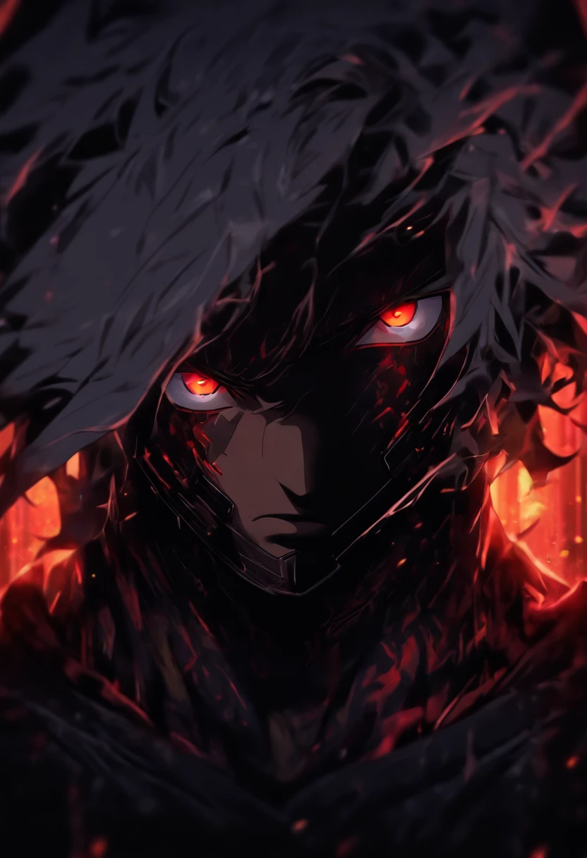 High quality, ultra detailed, man wearing black hoodie, facing behind the camera and head facing the camera, ultra realistic, red eyes, white hair