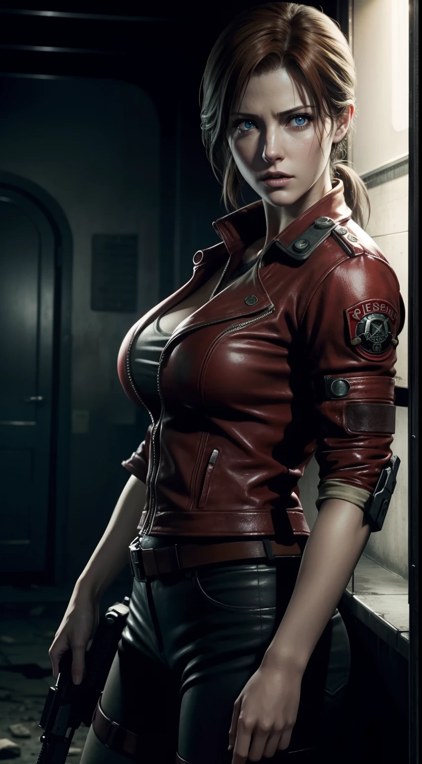 Jill valentine big tit busty resident evil5 Surrealism, 8k, super detail, UHD, masterpiece, accurate, anatomically correct, high details, high quality, best quality, highres