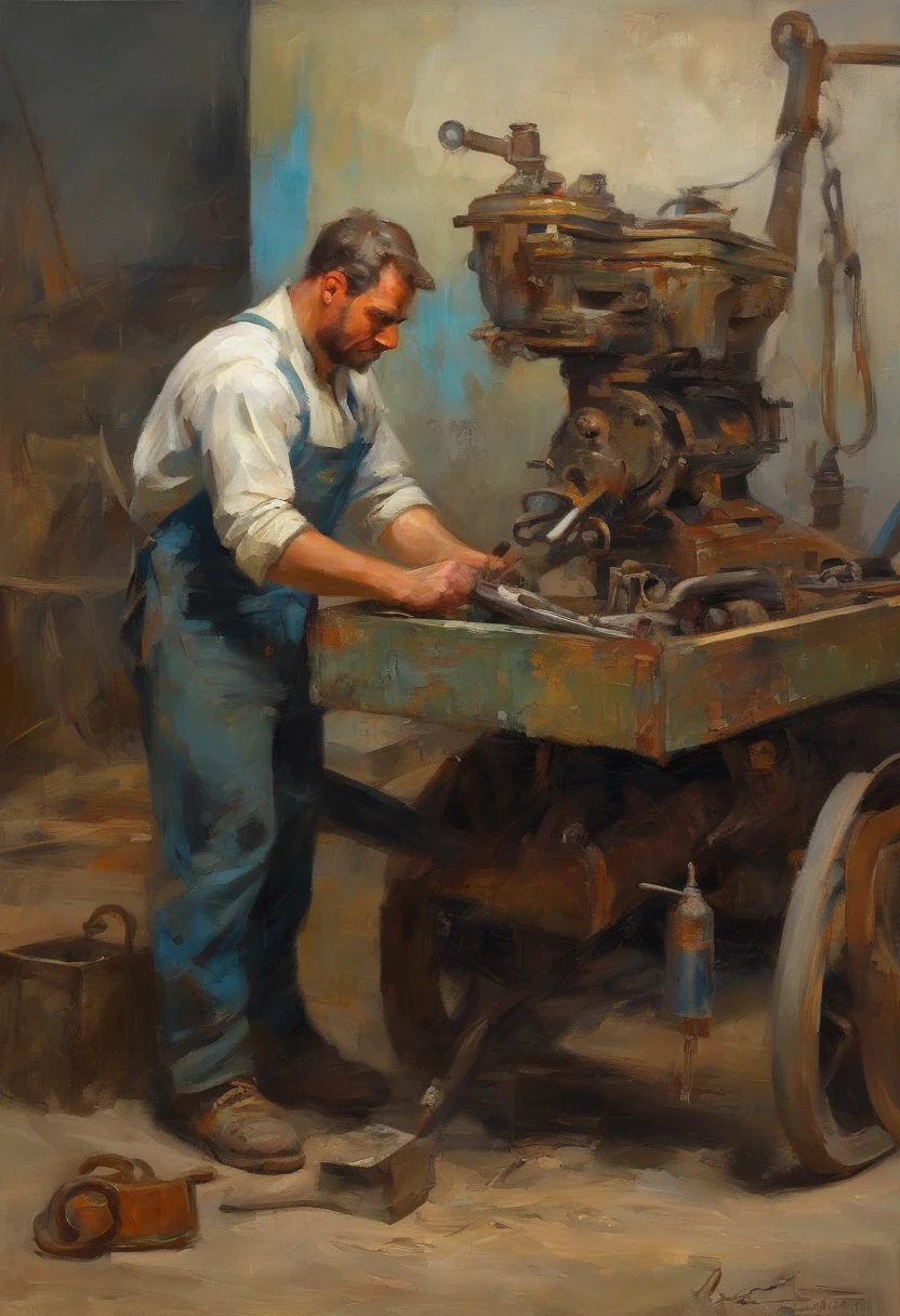 obra prima、qualidade superior、piece、um close-up、com luz brilhante、felicidade、Cool morning sun、(spark:0.7) 、passear、Paisagens dois homens jovens, bonitos trabalhando em um carro em uma garagem, Mechanicalgirl, mechnical, inspect in inventory image, maintenance, advanced technique, editing, automotivo, Directed by: Matias Jama, charismatic young mechanic, ombro na frente pose, Foto de Stock, maintenance photo, conhecimento intenso, trabalho profissional, highly technical, fundo interessante, Shutterstock, Directed by: Oskar Lüthy