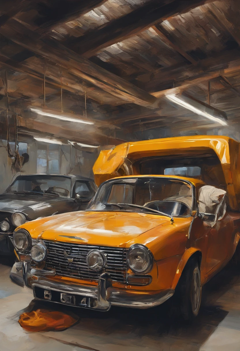 obra prima、qualidade superior、piece、um close-up、com luz brilhante、felicidade、Cool morning sun、(spark:0.7) 、passear、Paisagens dois homens jovens, bonitos trabalhando em um carro em uma garagem, Mechanicalgirl, mechnical, inspect in inventory image, maintenance, advanced technique, editing, automotivo, Directed by: Matias Jama, charismatic young mechanic, ombro na frente pose, Foto de Stock, maintenance photo, conhecimento intenso, trabalho profissional, highly technical, fundo interessante, Shutterstock, Directed by: Oskar Lüthy