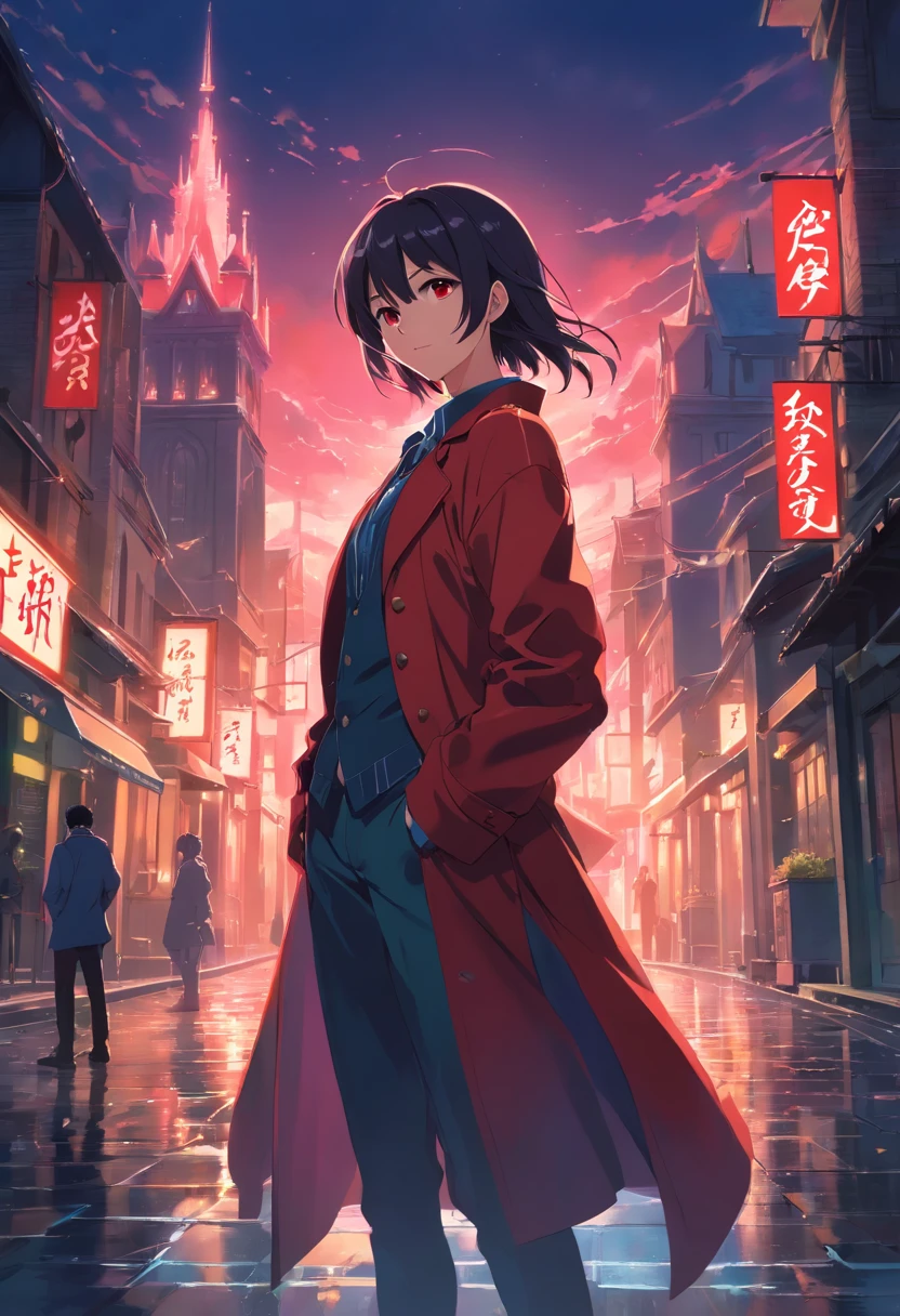 (best quality,highres,ultra-detailed,realistic:1.37),dark,gothic,vampire,Alucard,heroic pose,red eyes,long silver hair,detailed facial features,high collar coat,masculine,confident expression,sword,nighttime castle backdrop,dark shadows,misty atmosphere,moonlight,ominous,haunting,medieval architecture,Victorian style clothing,dramatic lighting,blood red color palette,Intense action scene,elements of fantasy,mythical creatures,aura of power