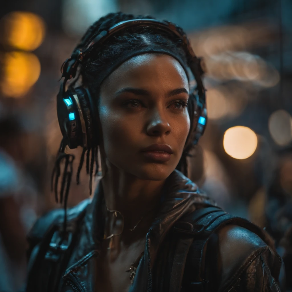 Criar fundo cyberpunk, menina bonita, rosto realista, 8k, ultra realistic, tecnologia, cores neon, fundo detalhado.