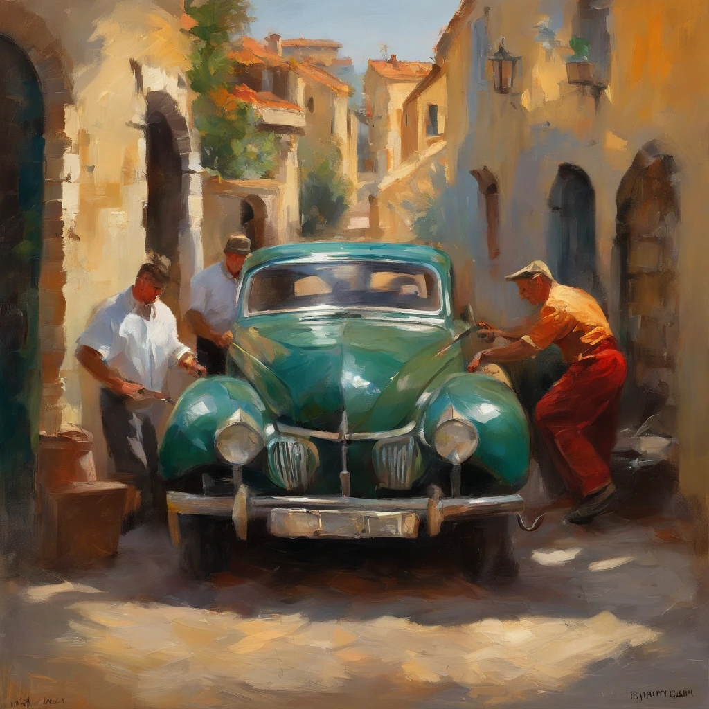 obra prima、qualidade superior、Piece、um close-up、com luz brilhante、felicidade、Cool morning sun、(spark:0.7) 、passear、Paisagens dois homens jovens, bonitos trabalhando em um carro em uma garagem, Mechanicalgirl, mechnical, inspect in inventory image, maintenance, advanced technique, editing, automotivo, Directed by: Matias Jama, Charismatic young mechanic, ombro na frente pose, Foto de Stock, maintenance photo, conhecimento intenso, trabalho profissional, highly technical, fundo interessante, Shutterstock, Directed by: Oskar Lüthy