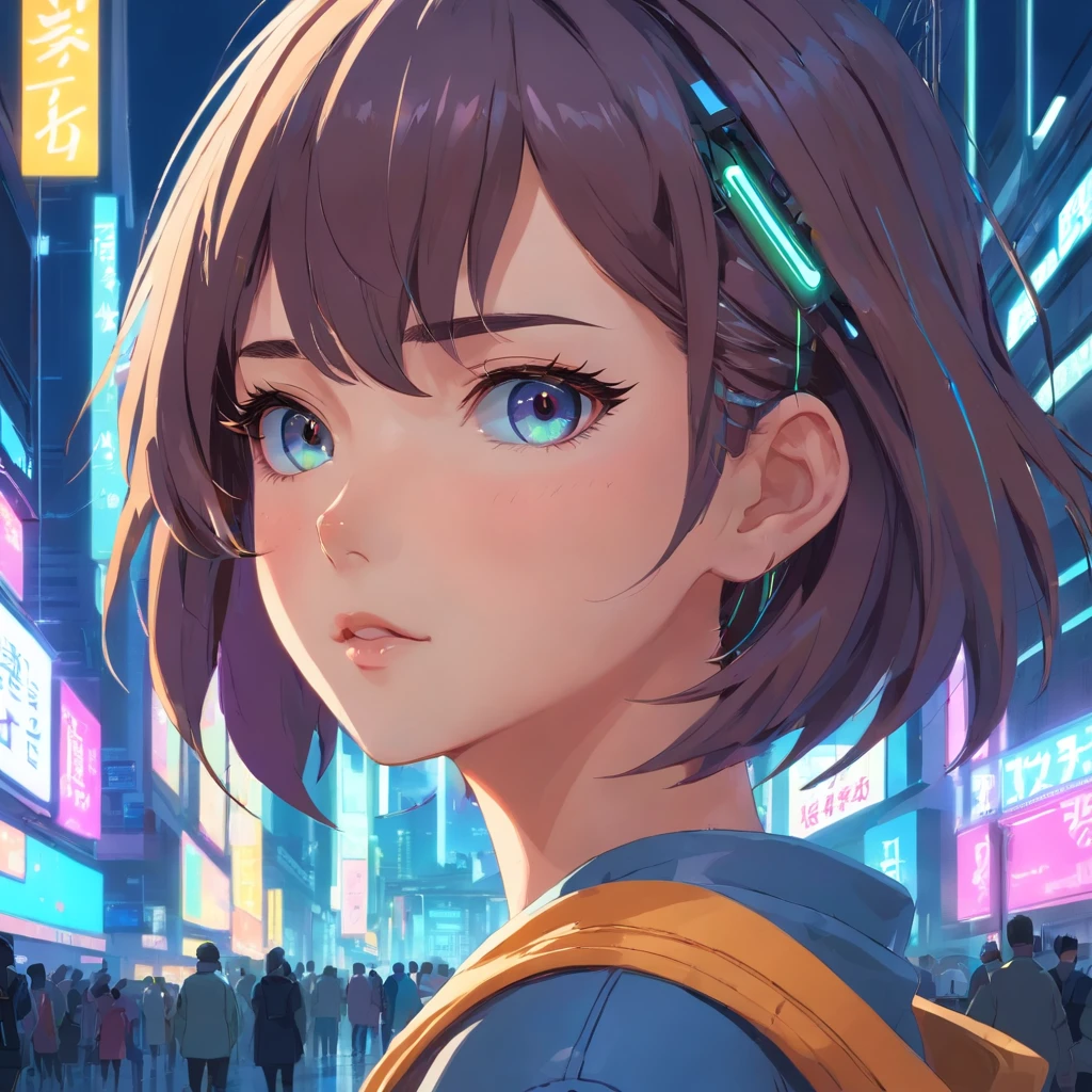 Criar fundo cyberpunk, menina bonita usando mascara futurista, rosto realista, 8k, ultra realistic, tecnologia, cores neon, fundo detalhado.