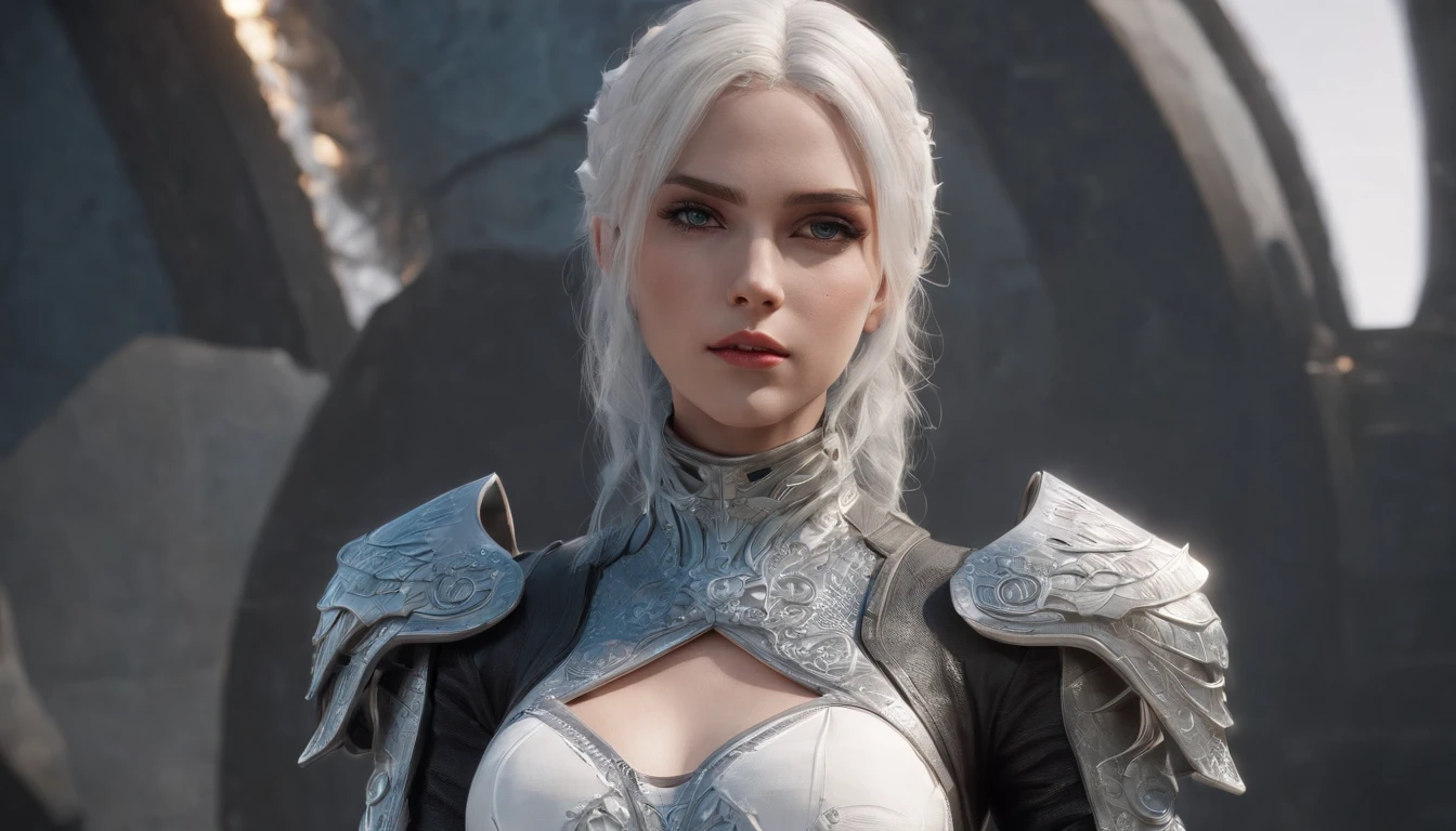 Cirilla Fiona Elen Riannon，Highest image quality，Outstanding details，超高分辨率，（Fidelity：1.4）, Favor the details，closeup cleavage，Ride a dragon，High-tech dragon knight mech，He has a delicate and beautiful face，（（Blue-white flying semi-mechanical fuselage：1.8）），Raised sexy，frontage，Cidade futuristica，mechanically aesthetic，Virtual Engine 5，Perfect detail rendering，rendering by octane，hyper HD