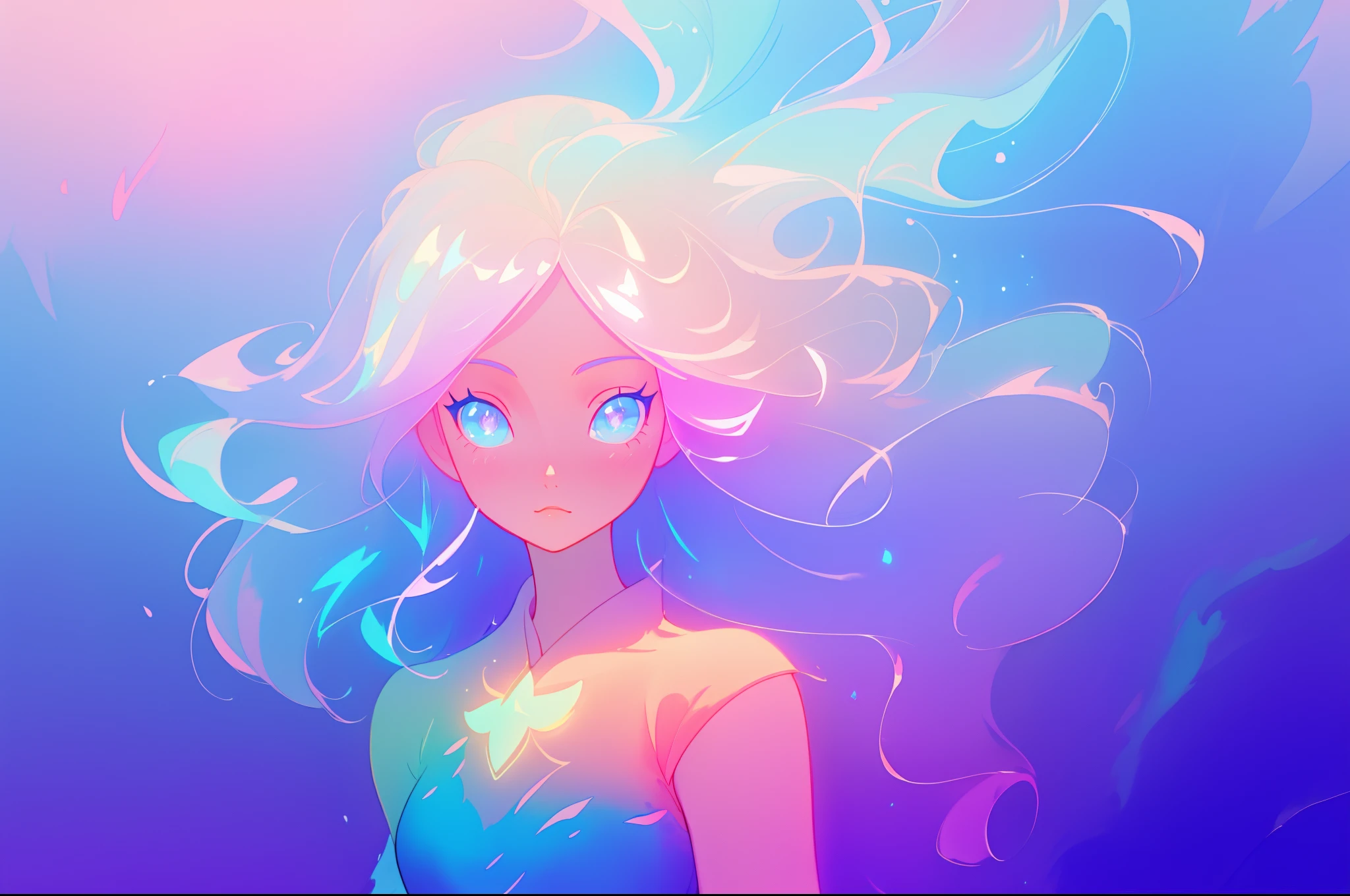beautiful anime girl in glowing dress, inspired by Glen Keane, inspired by Lois van Baarle, disney art style, by Lois van Baarle, glowing aura around her, by Glen Keane, jen bartel, glowing lights! digital painting, flowing glowing hair, glowing flowing hair, beautiful digital illustration, fantasia background, whimsical, magical, fantasy, beautiful face, ((masterpiece, best quality)), intricate details, highly detailed, sharp focus, 8k resolution, sparkling detailed eyes, liquid watercolor