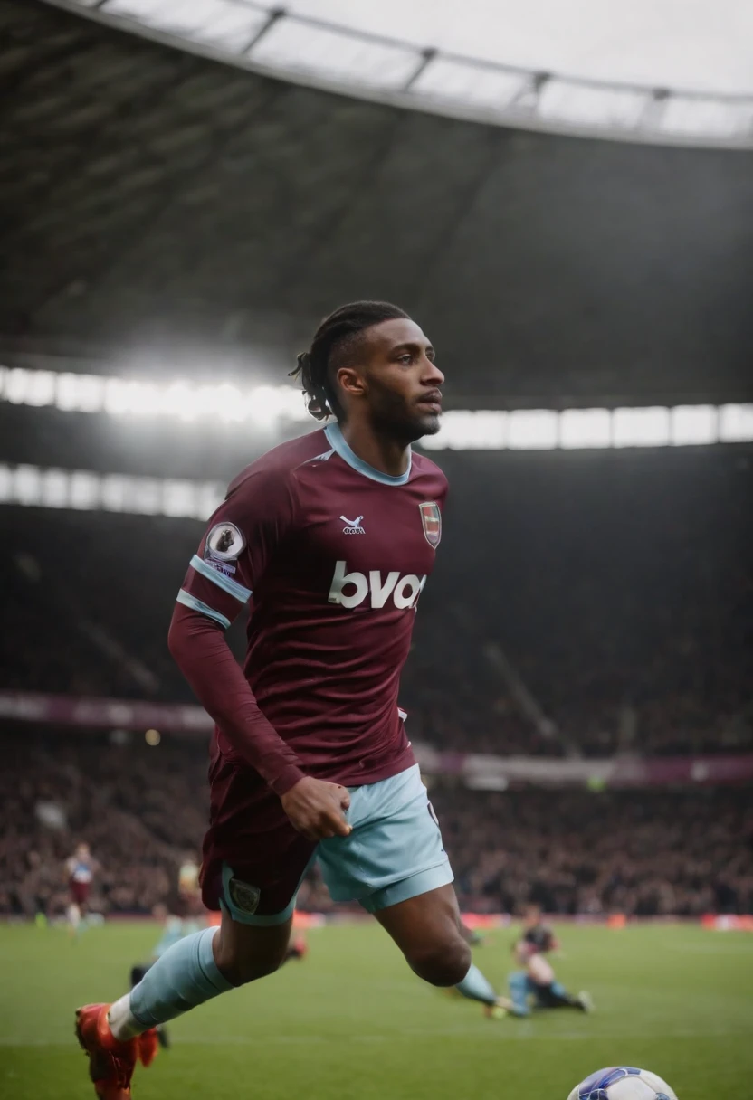 Homem Soccer Player negro, cabelo cortado, in West Ham