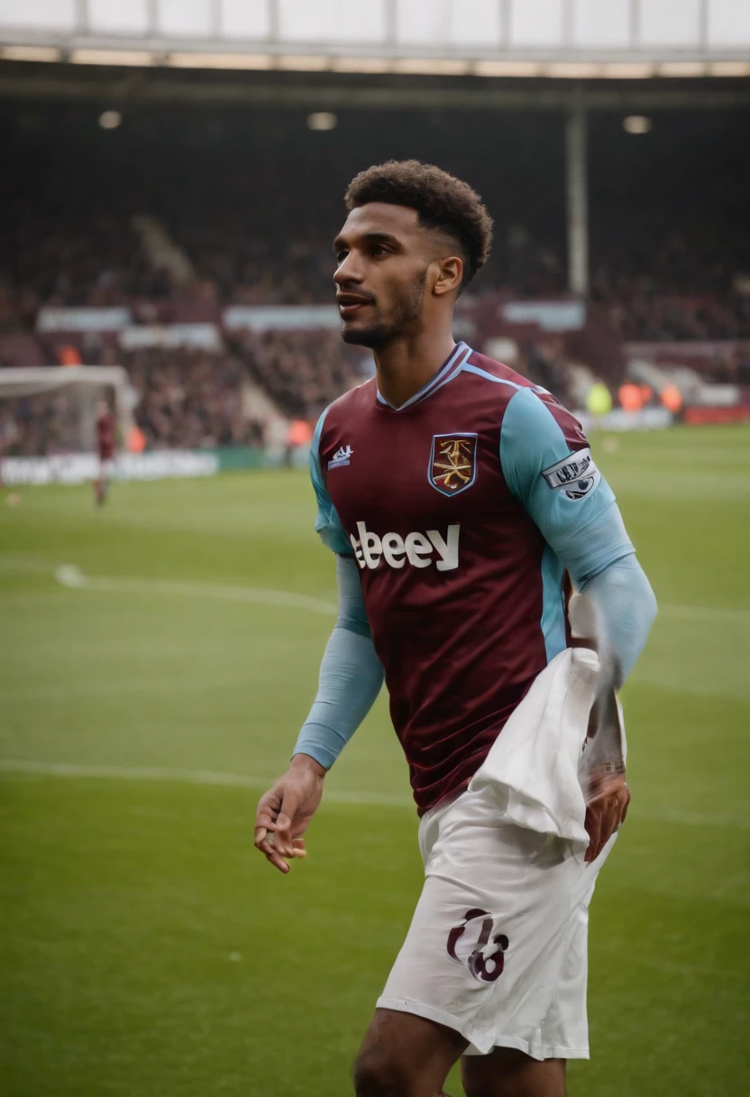 Homem Soccer Player negro, cabelo cortado, in West Ham