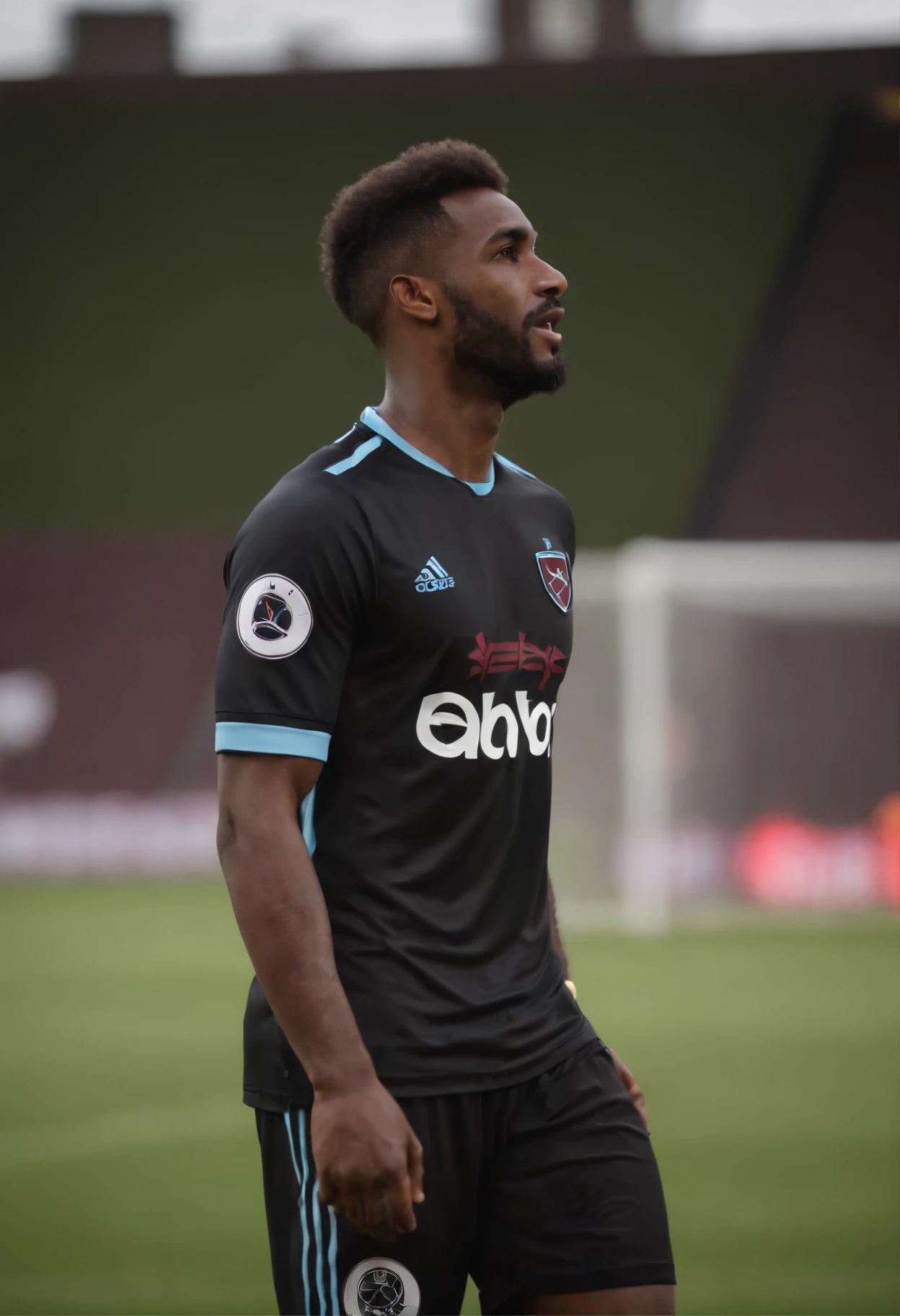 Homem Soccer Player negro, cabelo cortado, in West Ham