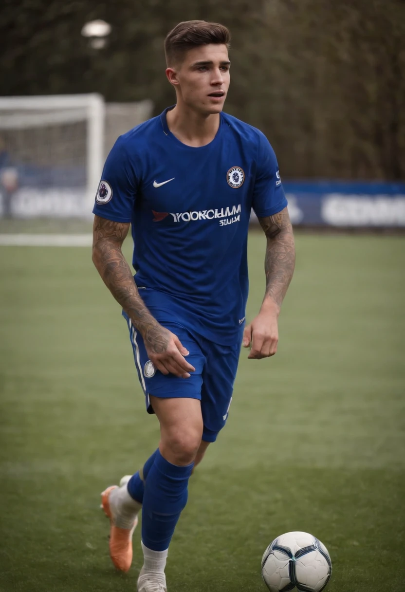 Homem Soccer Player in Chelsea, homem de 18 anos, tatuagens, jovem promessa