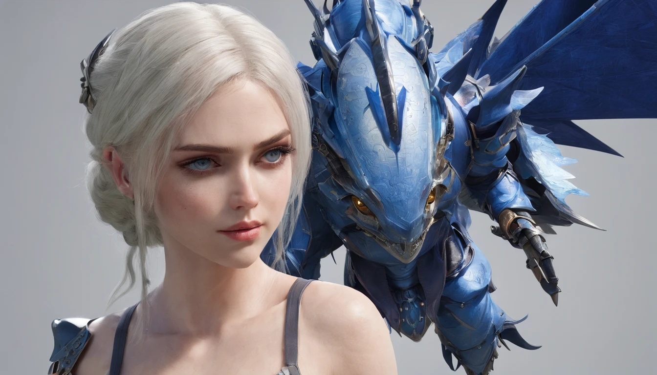 Cirilla Fiona Elen Riannon,Highest image quality,Outstanding details,超高分辨率,(Fidelity:1.4), Favor the details,closeup cleavage,Ride a dragon,High-tech dragon knight mech,He has a delicate and beautiful face,((Blue-white flying semi-mechanical fuselage:1.8)),Raised sexy,frontage,Cidade futuristica,mechanically aesthetic,Virtual Engine 5,Perfect detail rendering,rendering by octane,hyper HD