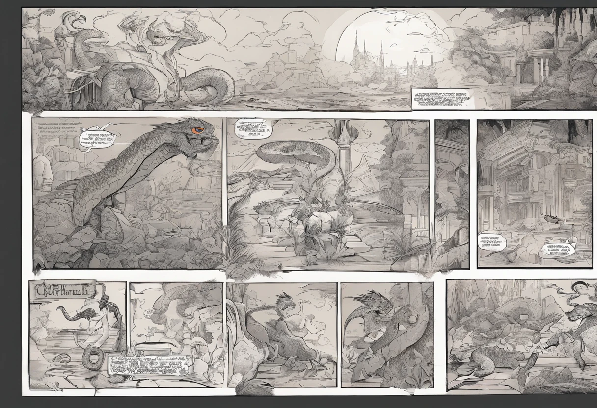 (comic art style), ink on paper, character turnaround sheet, medusa, gorgon, snakefolk, woman snake hybrid, lower body snake tail. full body portrait, masterpiece, craftsmanship nuance, color pieces, sketchbook, hand drawn, dark, gritty, realistic sketch, rough sketch, mix of dark bold lines and loose lines, bold lines, on paper, twisted character sheet, comics of the 1990's, harsh ink lines, expressive ink techniques, distinctive line work, precise harsh strokes, dynamic expressive linework)