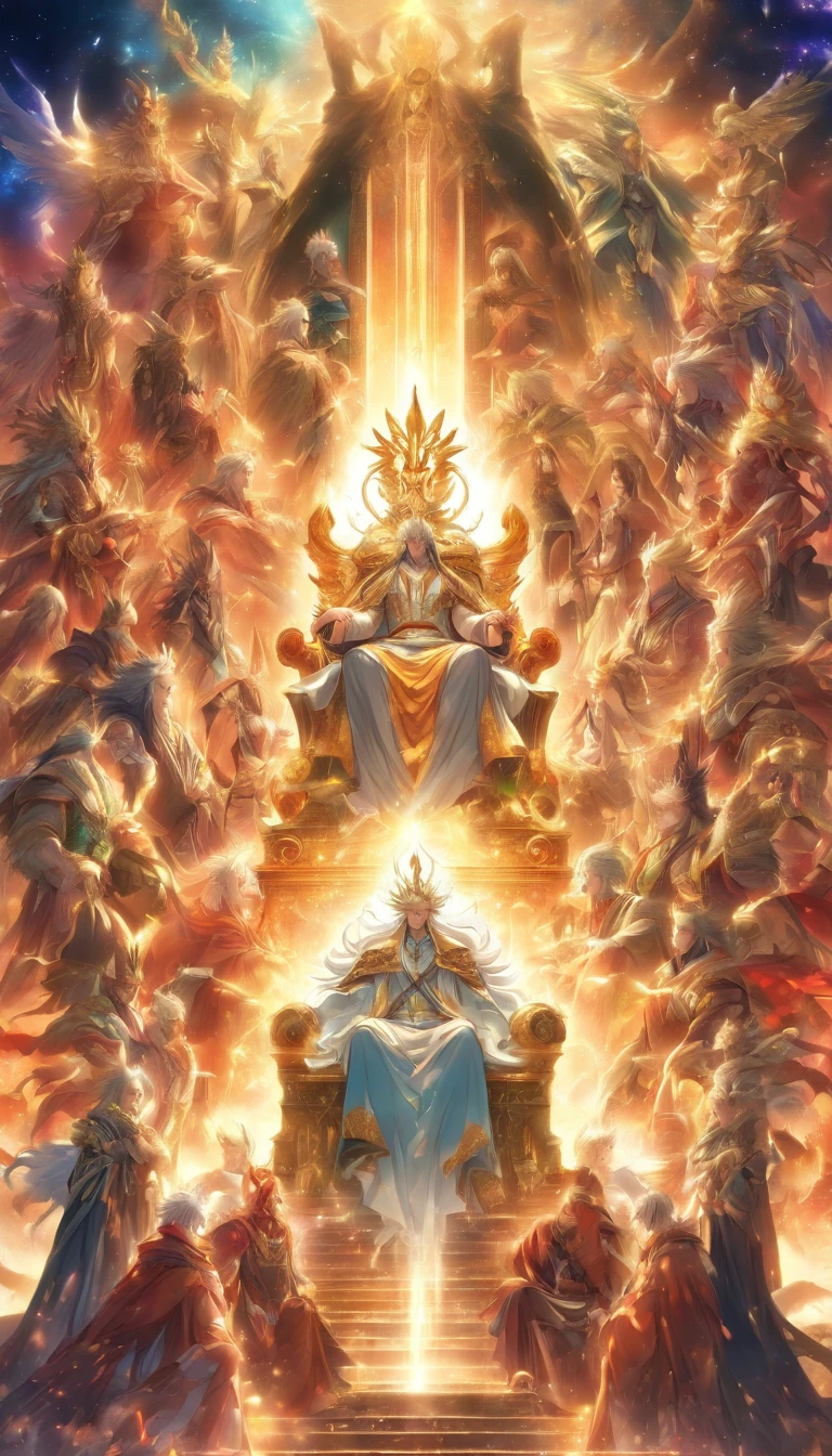 Create God sitting on his throne with the twenty-four elders around