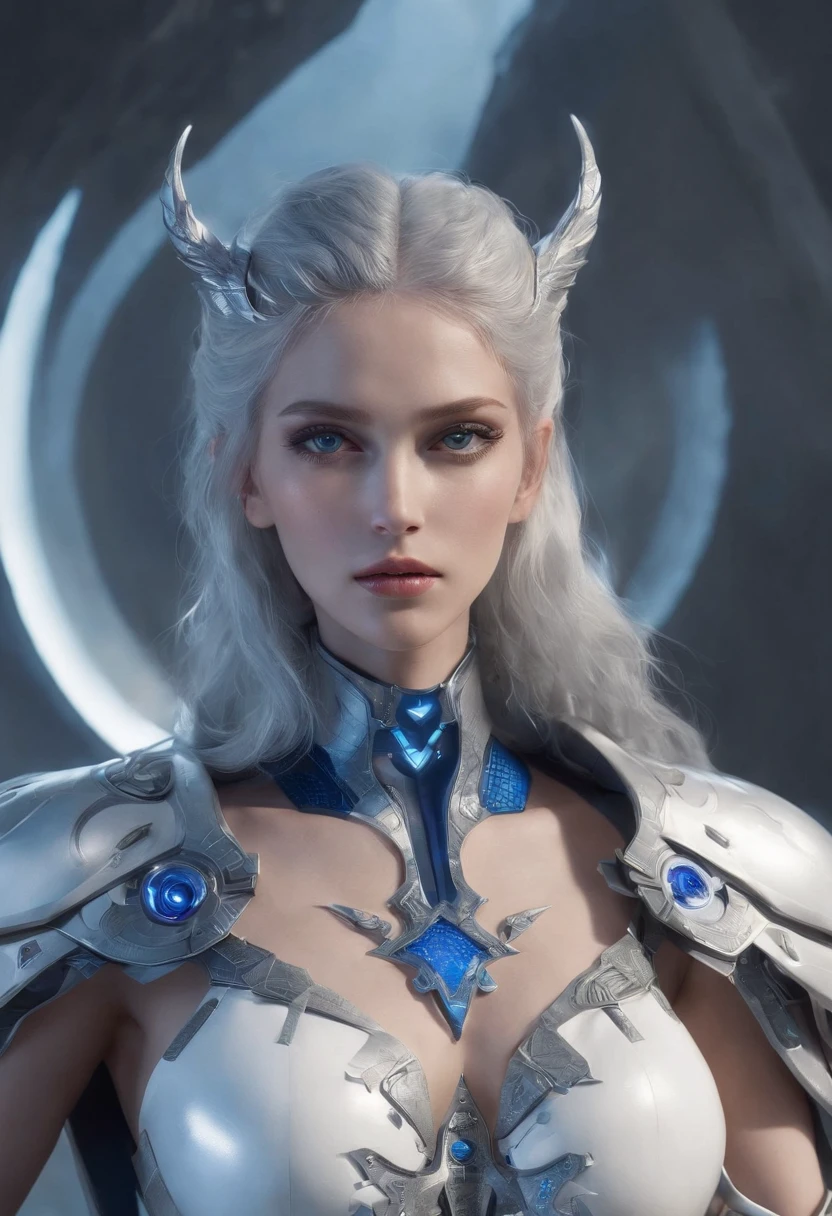 Luna Freya Knox Frey，Highest image quality，Outstanding details，超高分辨率，（Fidelity：1.4）, Favor the details，closeup cleavage，Ride a dragon，High-tech dragon knight mech，He has a delicate and beautiful face，（（Blue-white flying semi-mechanical fuselage：1.8）），Raised sexy，frontage，Cidade futuristica，nevando，themoon，mechanically aesthetic，Virtual Engine 5，Perfect detail rendering，rendering by octane，hyper HD