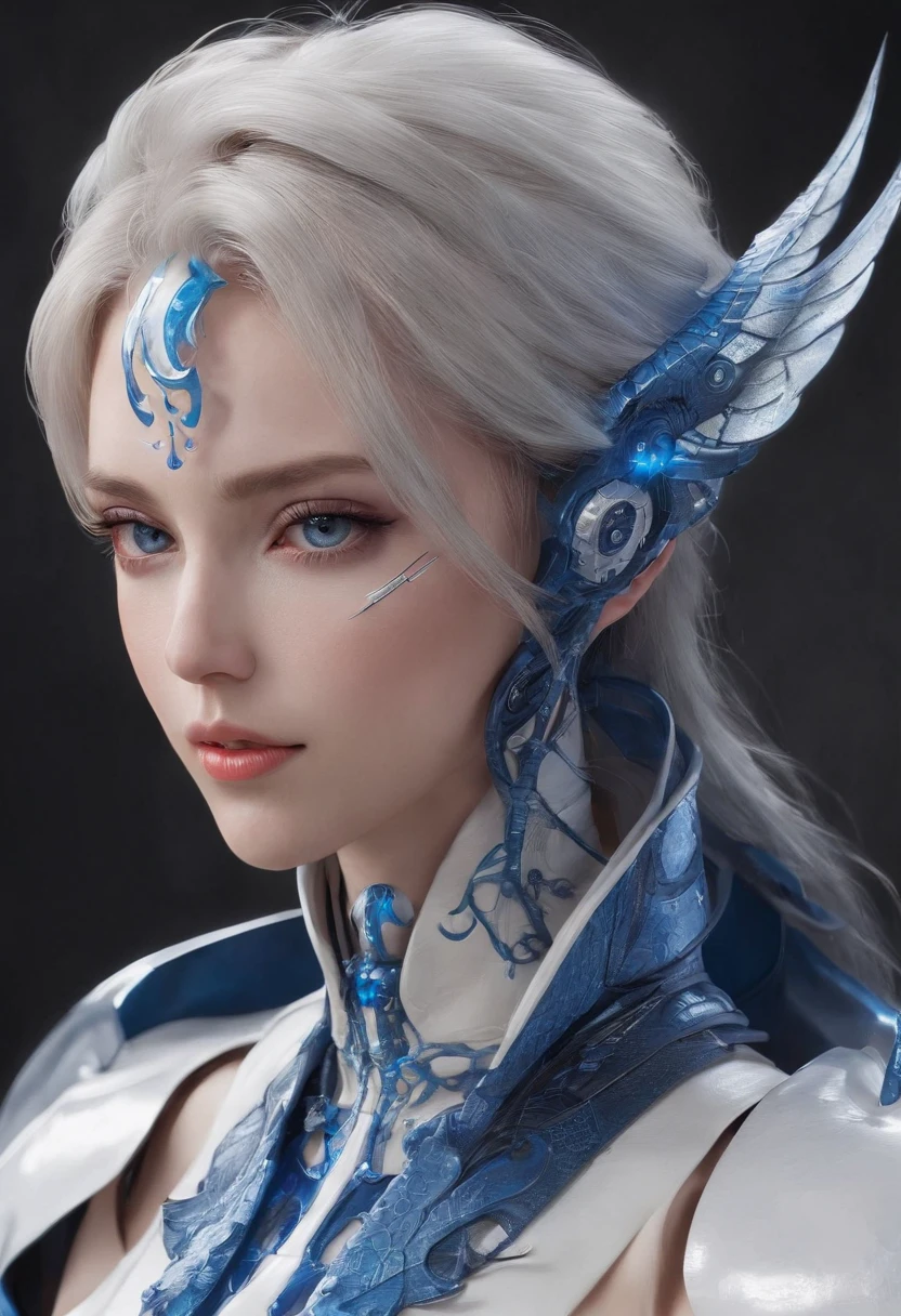 Luna Freya Knox Frey，Highest image quality，Outstanding details，超高分辨率，（Fidelity：1.4）, Favor the details，closeup cleavage，Ride a dragon，High-tech dragon knight mech，He has a delicate and beautiful face，（（Blue-white flying semi-mechanical fuselage：1.8）），Raised sexy，frontage，Cidade futuristica，nevando，themoon，mechanically aesthetic，Virtual Engine 5，Perfect detail rendering，rendering by octane，hyper HD