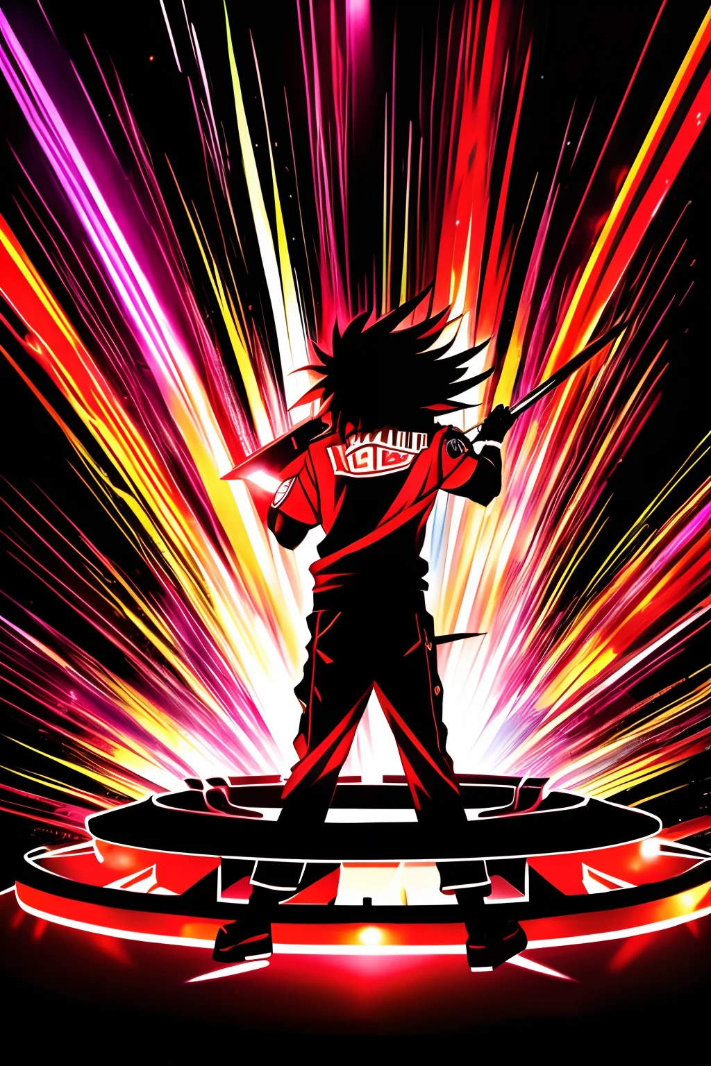 anime style a drummer in a monumental anime style show, anime style light show, excitement in the air anime style, anime style characters, anime style action