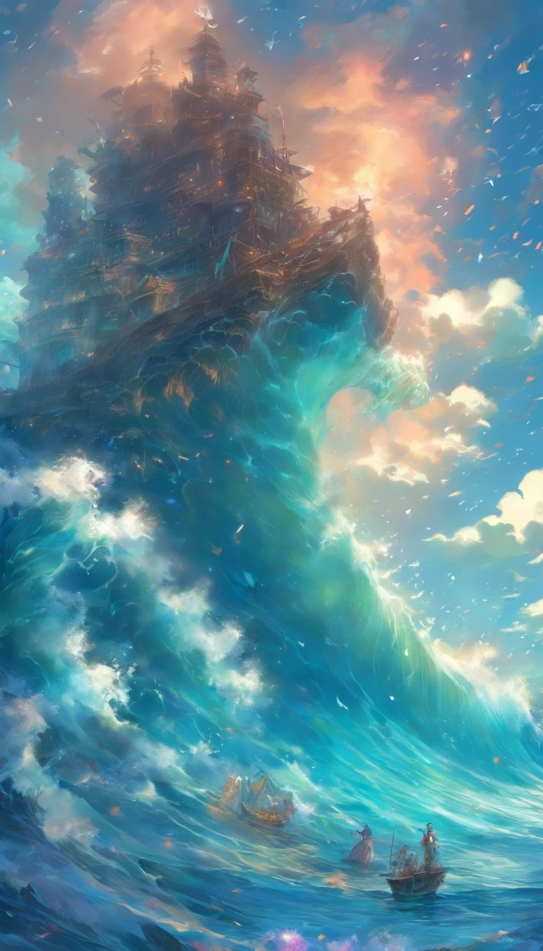 ocean wallpapers, in the style of fantasy characters, realistic hyper-detailed rendering, devilcore, dark bronze and azure, denis sarazhin, enigmatic characters, voidcore --ar 69:128 --s 750 --v 5.2
