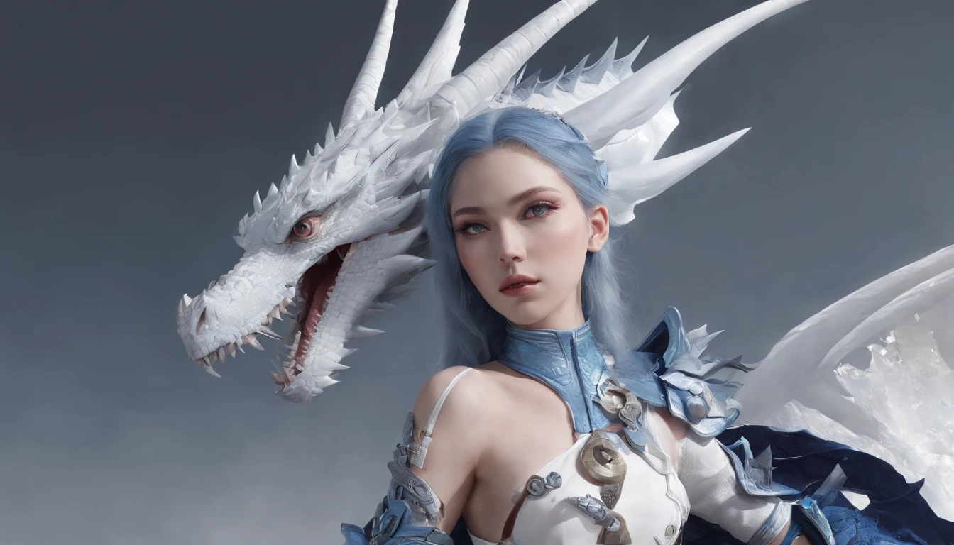 Luna Freya Knox Frey,Highest image quality,Outstanding details,超高分辨率,(Fidelity:1.4), Favor the details,closeup cleavage,Ride a dragon,High-tech dragon knight mech,He has a delicate and beautiful face,((Blue-white flying semi-mechanical fuselage:1.8)),Raised sexy,frontage,Cidade futuristica,Snow,themoon,mechanically aesthetic,Virtual Engine 5,Perfect detail rendering,rendering by octane,hyper HD