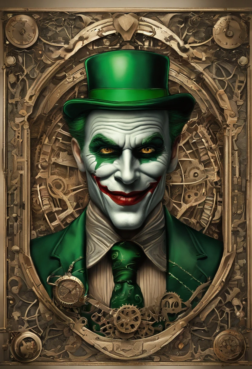 The Dark Joker with Green Evil Light eyes and lighting green thunder Dc , scary, Classic Academia, Flexography, ultra wide-angle, Game engine rendering, Grainy, Collage, analogous colors, Meatcore, infrared lighting, Super detailed, photorealistic, food photography, Cycles render, 4k