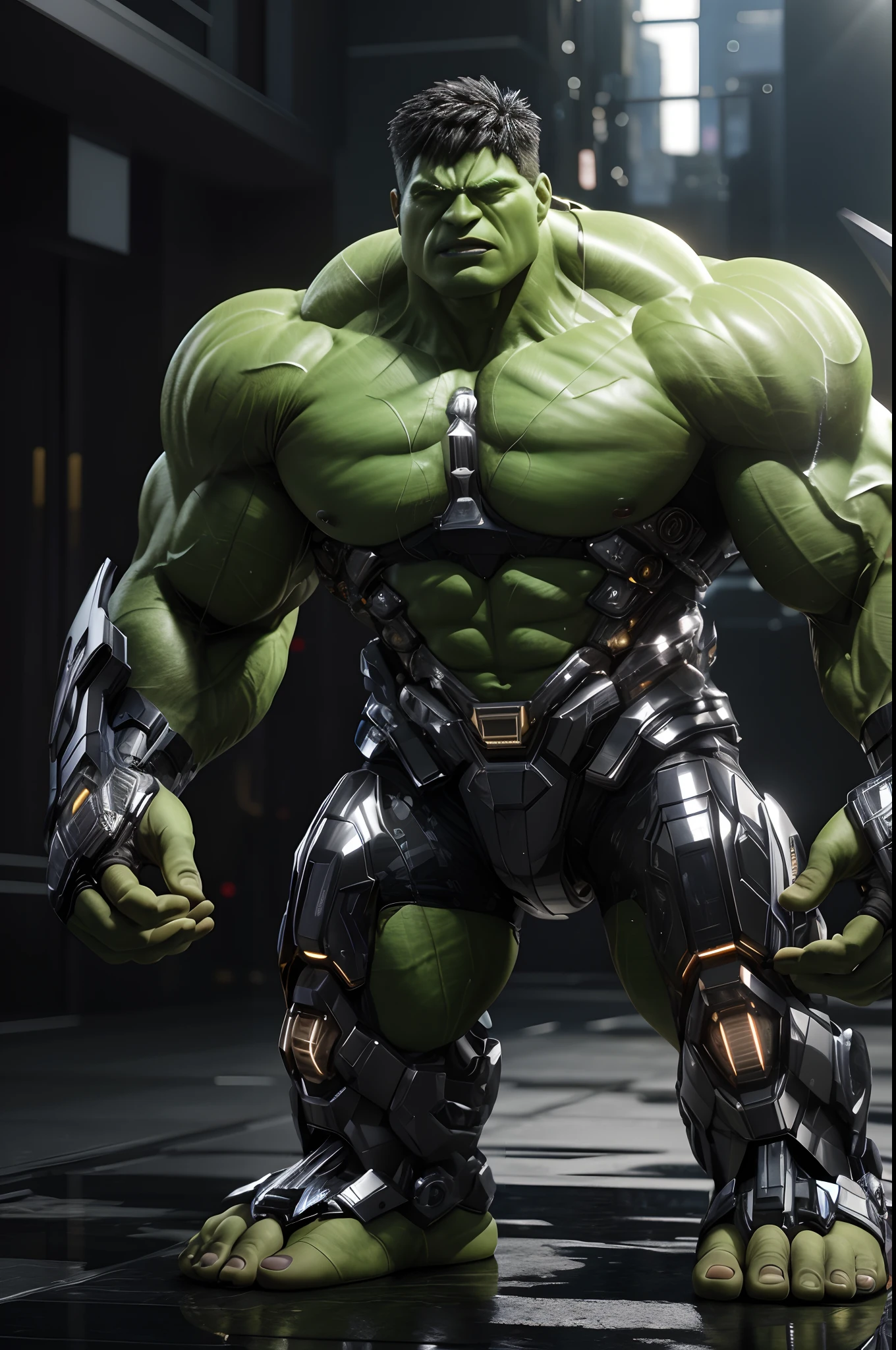 Hulk em um quarto escuro com um piso preto e um piso preto, 8 k cg render, 4k hiper realista, Hulkish, renderizado em unreal engine 4 k hq, renderizado em unreal engine 4k hq, high detail 8 k render, high detail 8k render, 4k render, 4k render, Unrealistic 4kization engine rendering, motor irreal'