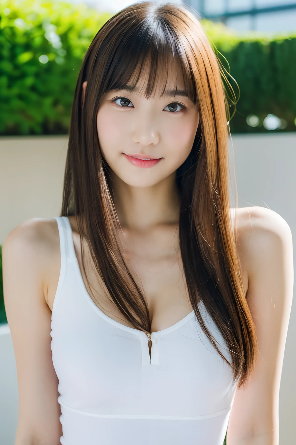 (in 8K, Raw photography, top-quality, masuter piece:1.2), ultra-detailliert, ultra res, (realisitic, rialistic photo:1.37), portlate, high-definition RAW color photography, Professional Photography, highly detailed and beautiful, ighly detailed, 8k wallpaper, amazing detailed, huge filesize, Official art, highly detailed beautiful girl, extra detailed face, extremely detailed eye, highlydetailed skin, extremely detailed fingers, highly detailed nose, very detailed detailed mouth, Perfect Anatomy, 细致背景, Detailed clothing, ((1人)), in her 20s, Realistic body, 小柄, de pele branca, glistning skin, Slim body, A dark-haired, bobhair, semi long hair, (bluntbangs: 1.2), kawaii faces, Delicate eyes, Sauce order, (Unpatterned T-shirt), Appears up to the thighs, 耳Nipple Ring, (Look at viewers), cowboy shot, front facing, standing athletic pose, 动态照明, seducting smile, Thick lip, chubby lips, seductived faced, Naughty face