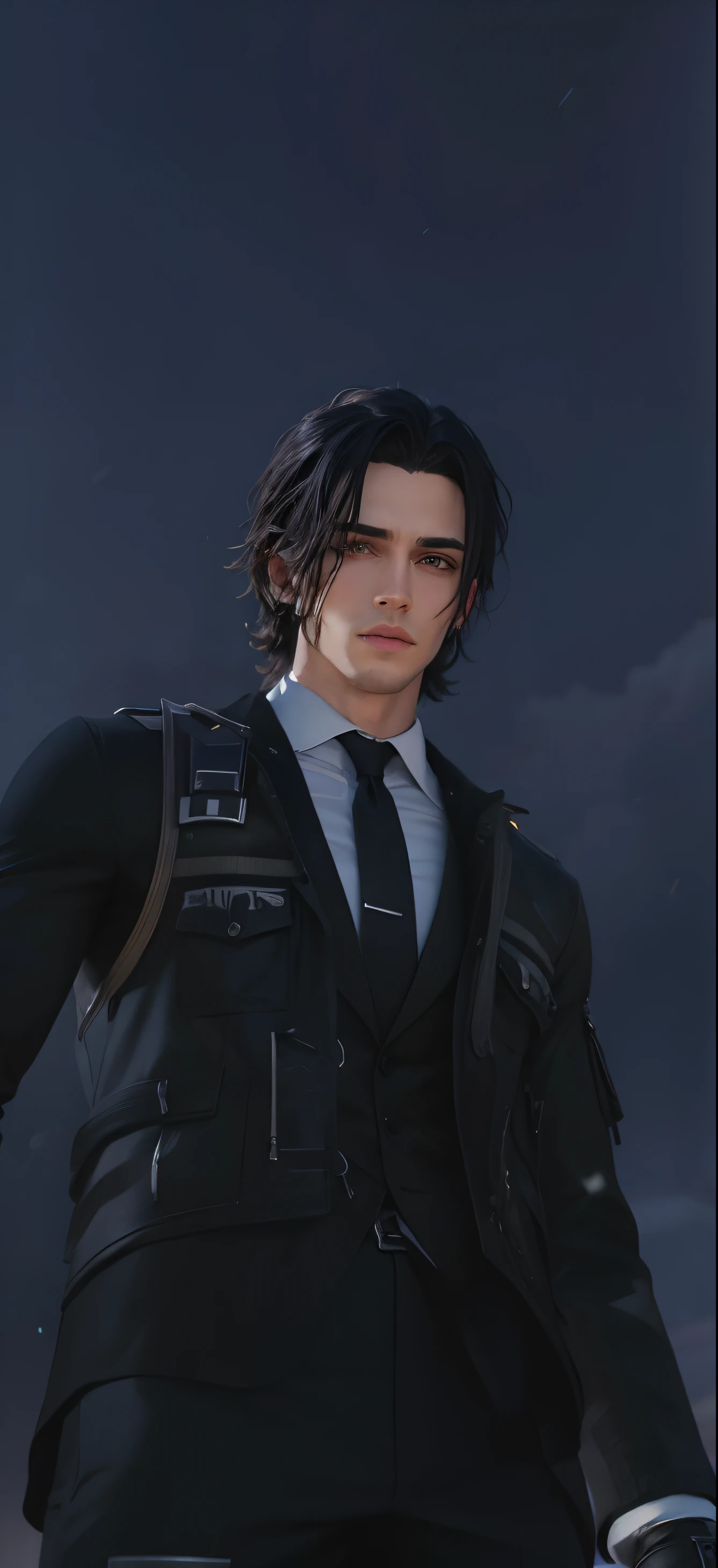 Leon Kenedy black hair realistic and handsome