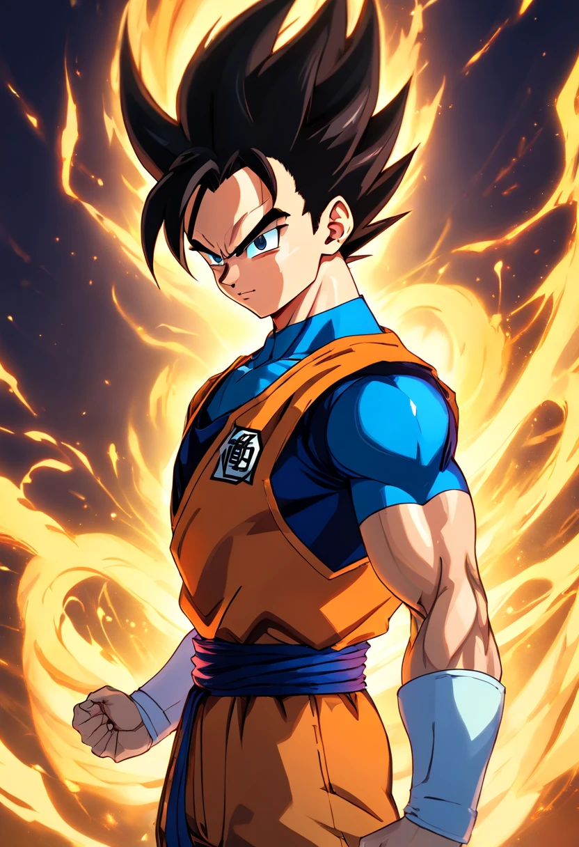 Vegeta vestindo um terno preto, macho, Dragon ball z, party hall, illustration, ultra-detalhado, Realistic:1.37, cores vibrantes, dynamic lighting, Retratos, estilo anime, glossy, sombras escuras, postura confiante, olhar intenso, aura de energia colorida, extravagant decorations, gravata estilosa, cabelo arrumado, muscular physique, Dragon Ball logo, emblema saiyajin, fundo elegante, foco nítido, high-resolution masterpiece:1.2