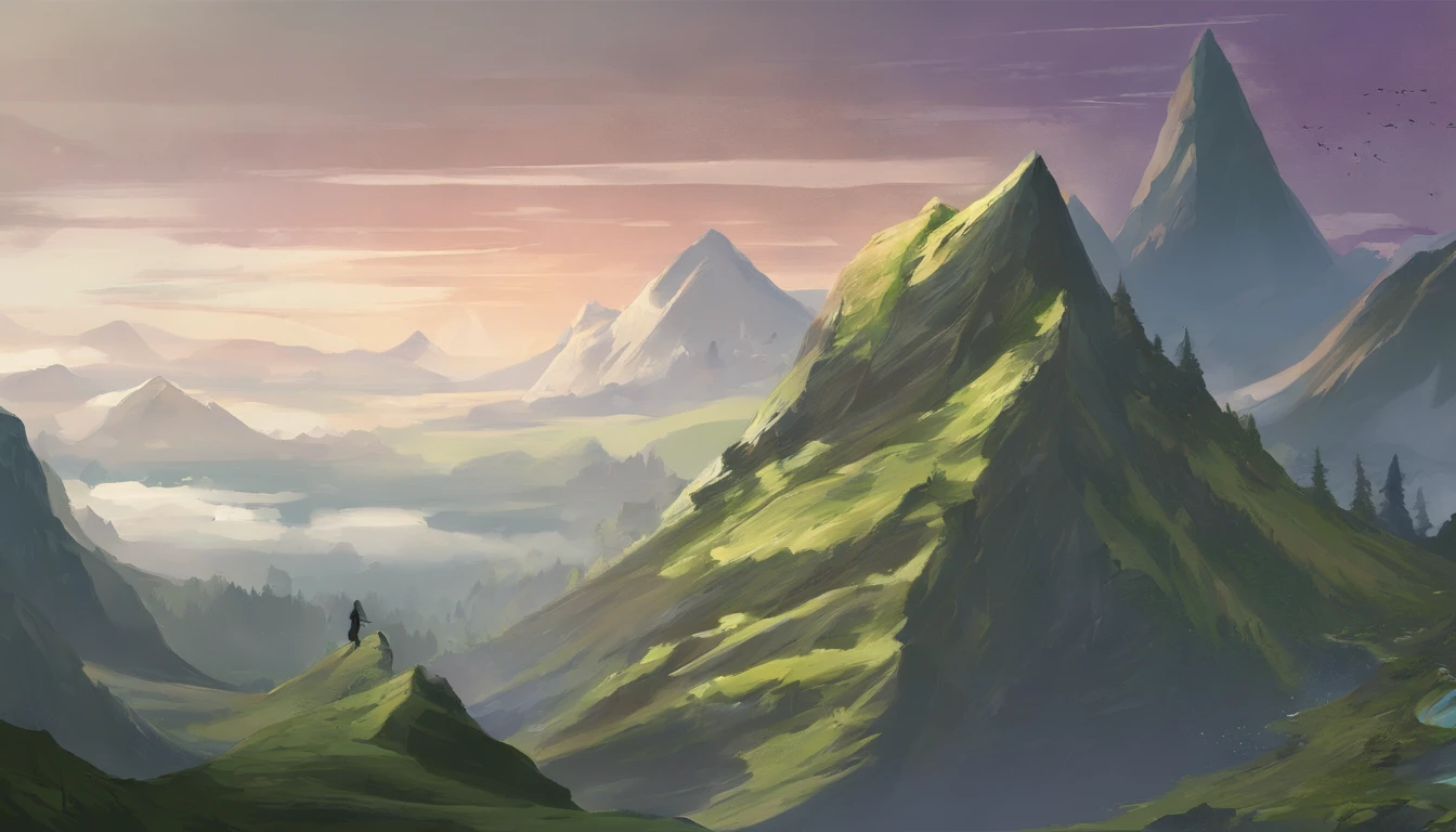 Steep peaks surrounded by mist,My Fair Shadow,Looming in the mist,The slender waist is like a willow leaf,It's a good grip,Three thousand green silk was randomly tied with a light purple ribbon,A light breeze blows,Green silk fluttering,It makes the girl have a kind of elegant temperament