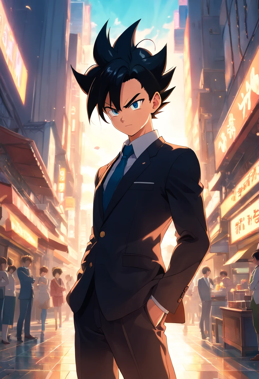 (best quality,4k,highres:1.2),ultra-detailed,(realistic:1.37)
vegeta in a black suit,strong,macho,dragon ball z,party hall,portraits,anime,sharp focus,vivid colors,studio lighting,dark ambience