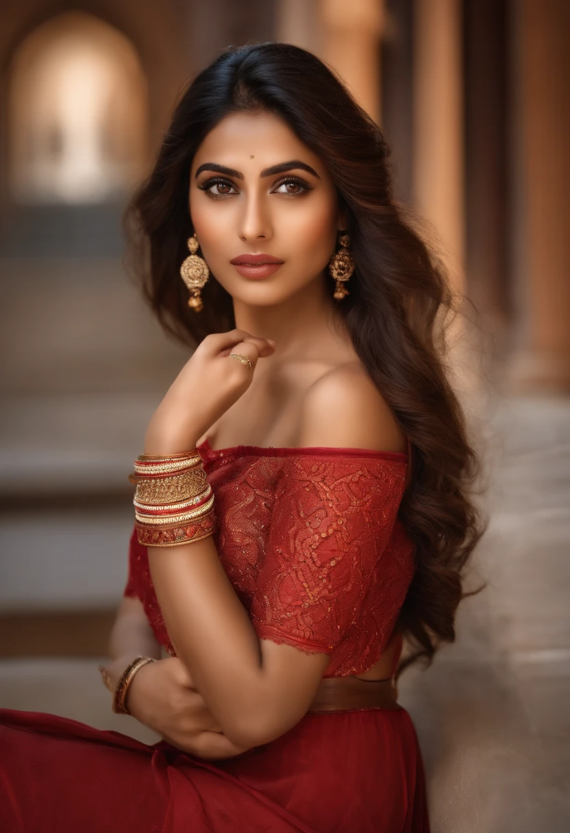 best quality,4k,8k,highres,masterpiece:1.2),ultra-detailed,(realistic,photorealistic,photo-realistic:1.37),young indian women,beautiful detailed eyes,beautiful detailed lips,extremely detailed face,long eyelashes,instream influencer,makeover inspiration,standing,bollywood actress-like beauty,portraits, REd colors,warm color tone,soft lighting , eating Ice-cream, olivia, body shot, news photo, official photo, by Melissa Benson showing arm pit