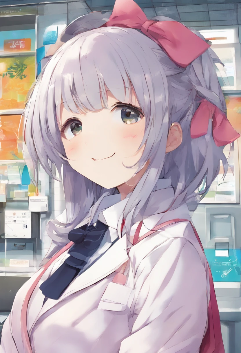 Big-breasted schoolgirl School uniform elegant smile Public toilet