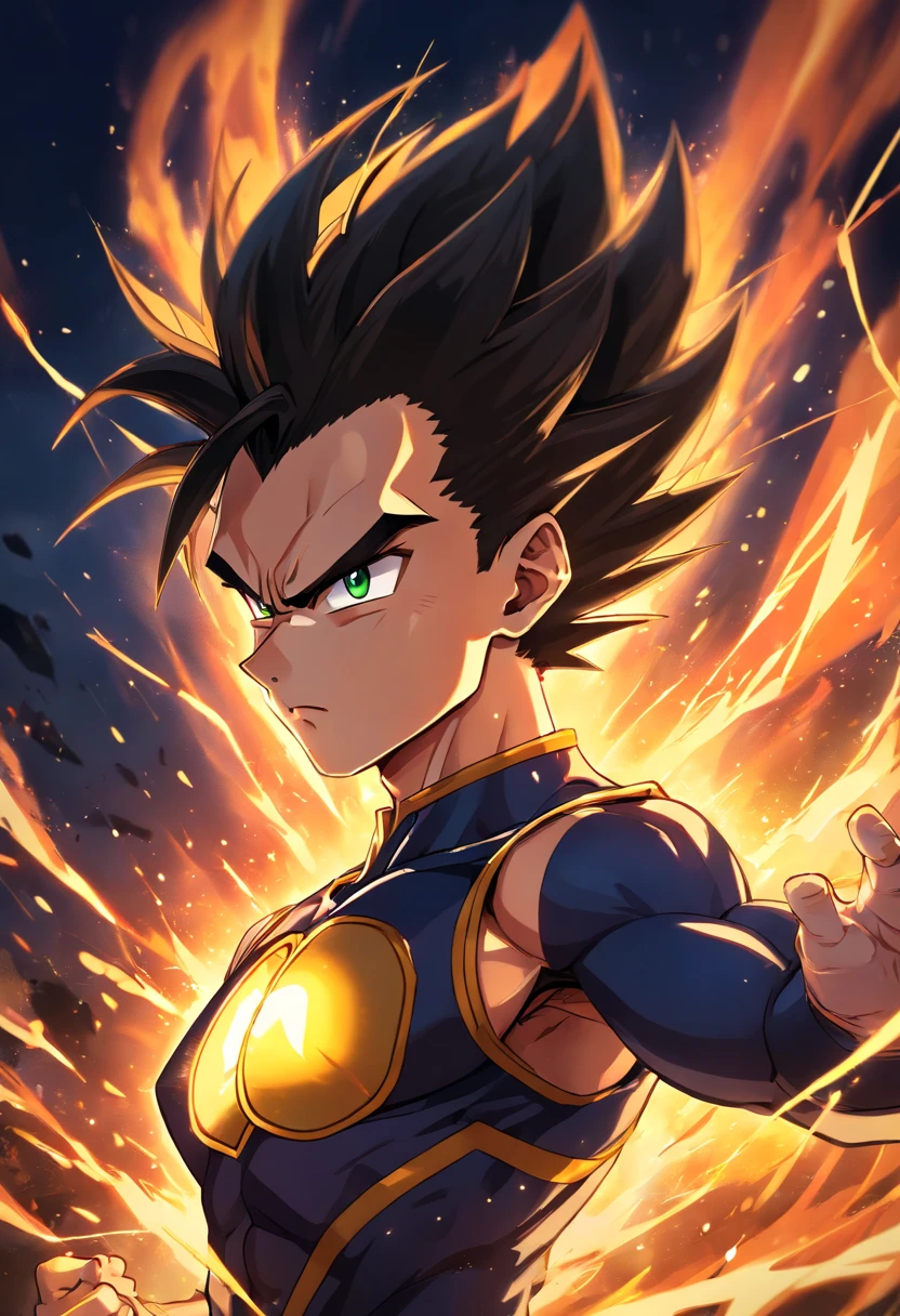 vegeta, masculine, wearing a black suit, Dragon Ball Z, bar background, (best quality, realistic:1.37), detailed facial features, sharp focus, vibrant colors, studio lighting, ultra-fine digital painting, [background:dark], [suit:black], [Dragon Ball Z], [bar], [masculine], [determined expression], [energetic pose], [powerful aura], [dark atmosphere], [dynamic composition], [intense action], [dragon], [dragon scale texture], [Dragon Ball logo], [anime style], [bold lines], [high contrast], [dramatic lighting], [powerful energy], [epic scene], [mysterious ambiance], [intense emotions], [smooth shading], [detailed muscle definition], [intense eyes], [spiky hair], [battle-ready stance], [confident posture], [explosive power], [tense atmosphere], [impactful background], [fierce strength], [heroic character], [captivating composition]