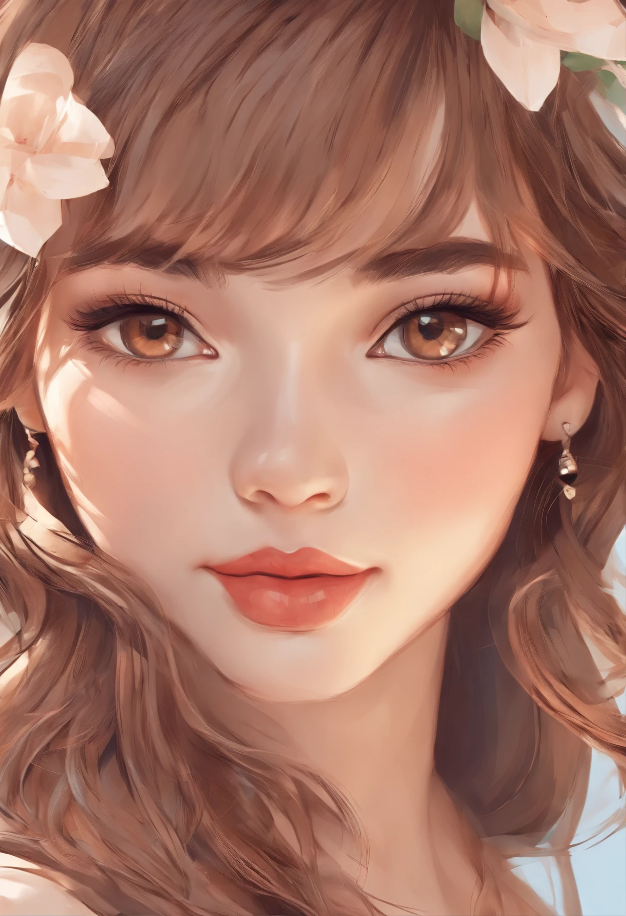 photo realistic woman, woman brown eyes, brown hair, ultrahd, surrealistic style, angel, detailed face
